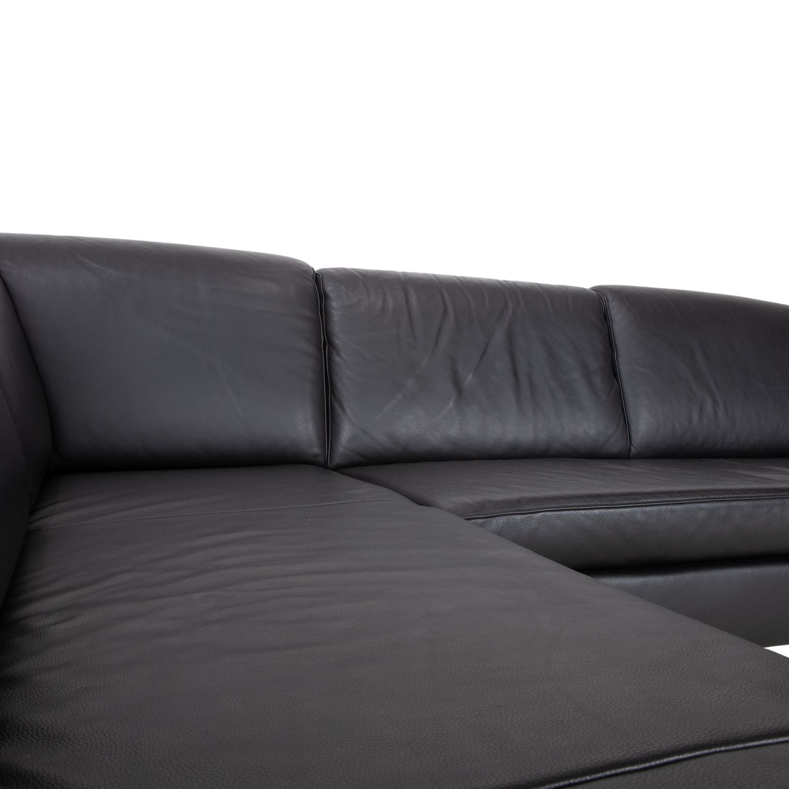 Ewald Schillig Leather Corner Sofa Black Manual Function photo vinterior