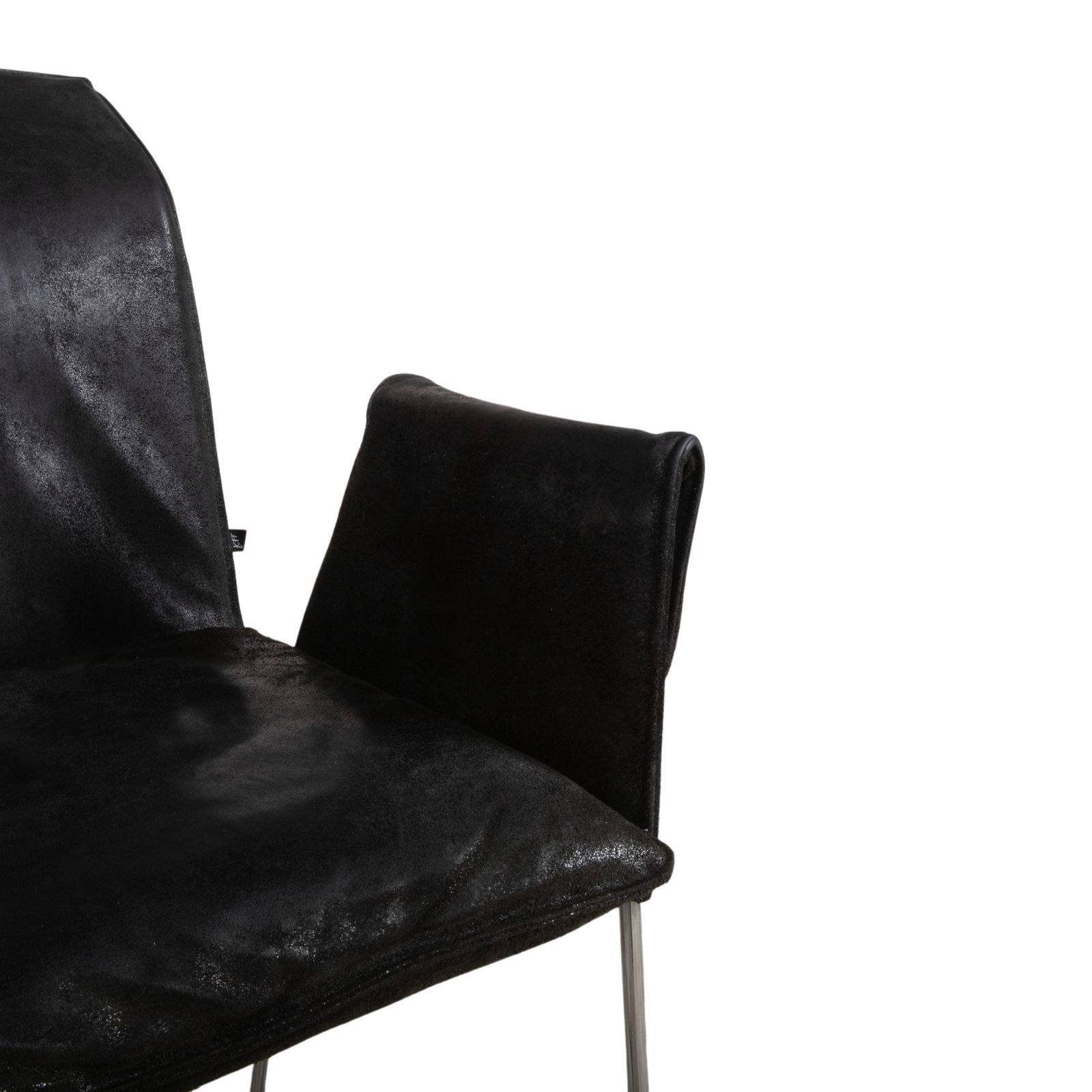 Ensemble de 4 chaises KFF Mexico en cuir noir anthracite, chrome photo Mobilier