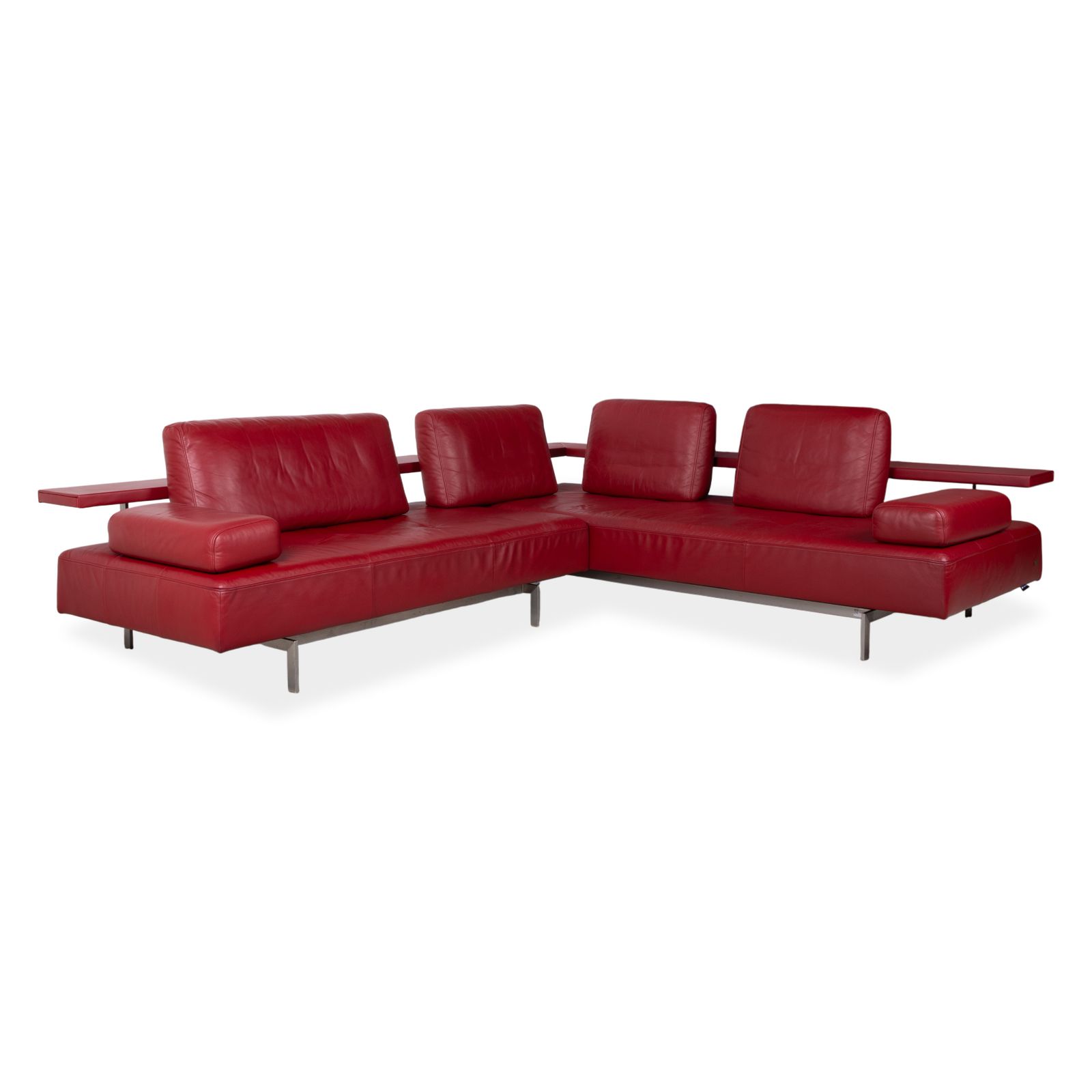 Rolf Benz Dono 6100 Leather Corner Sofa Red Manual Function photo for sale