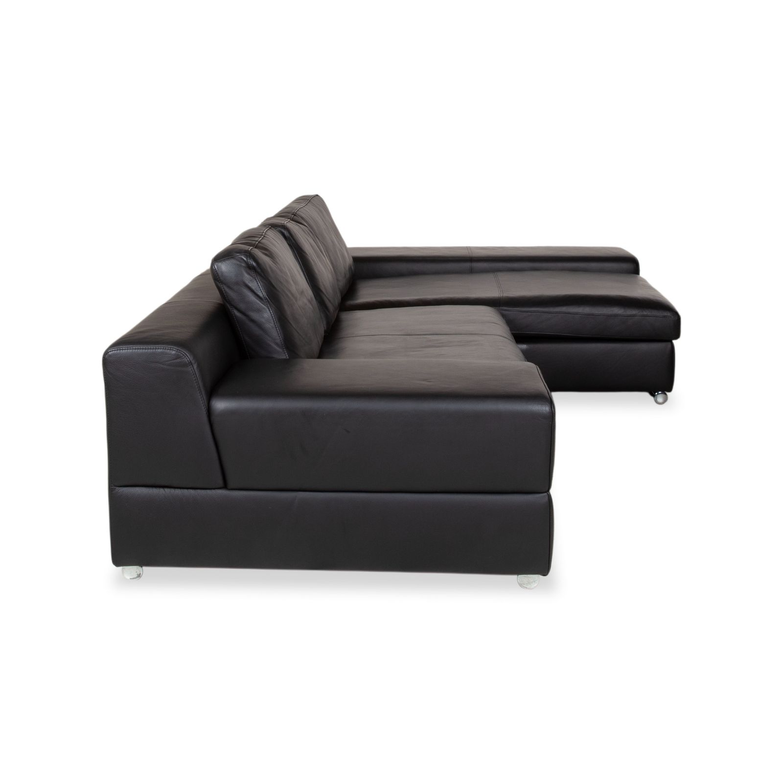 photo furniture Ewald Schillig Leather Corner Sofa Black