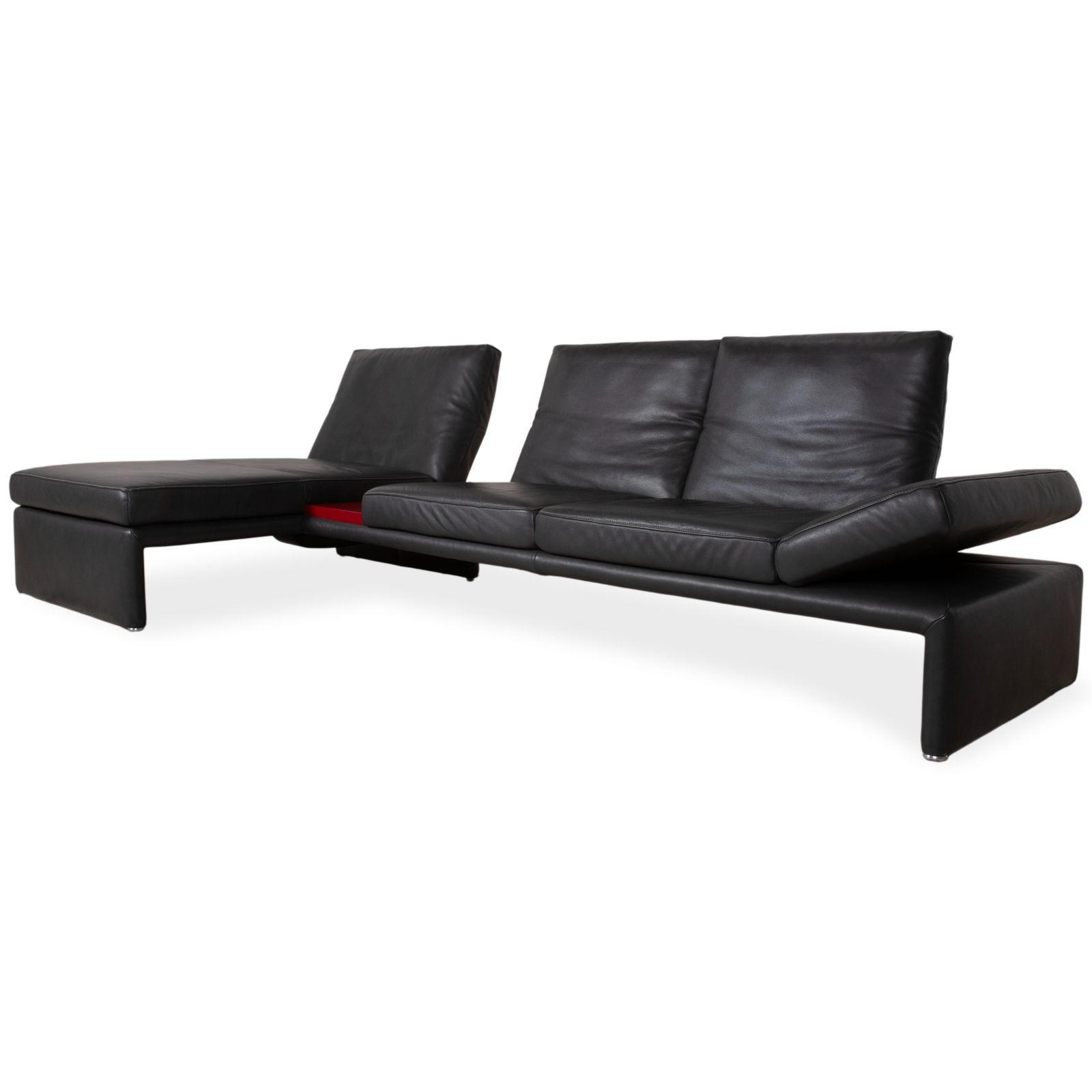 Canapé d'angle Koinor Raoul en cuir anthracite, fonctions manuelle et électrique