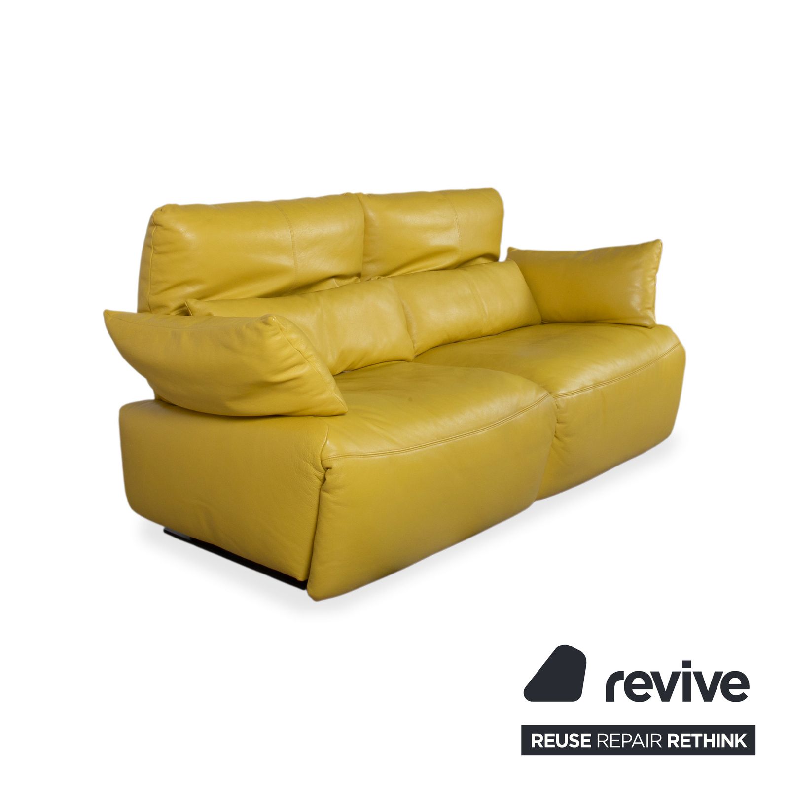 Canapé 2 places Koinor Easy en cuir jaune, fonctions électrique et manuelle photo 3017.0
