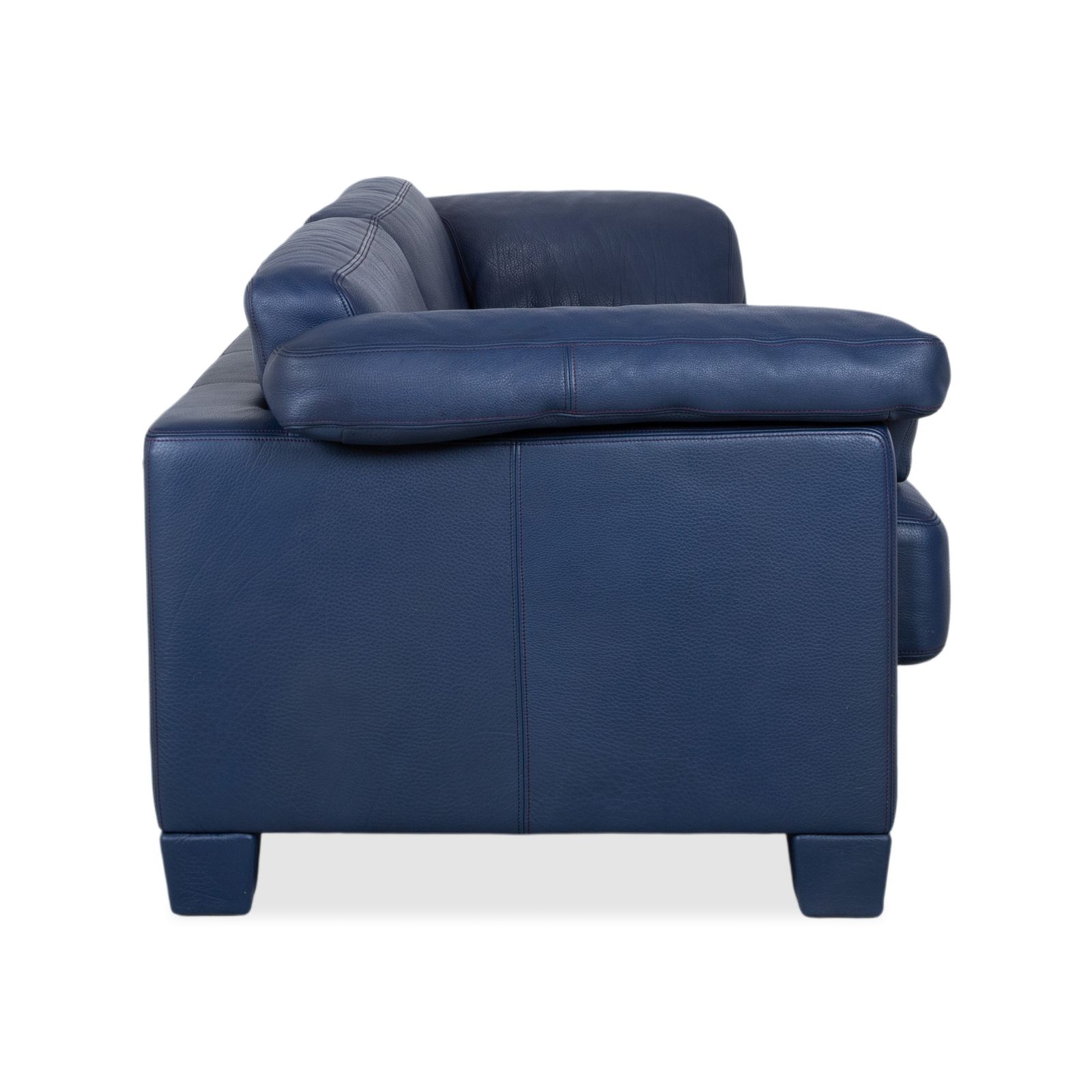 Canapé De Sede DS-17 en cuir 3 places, bleu marine photo vintage