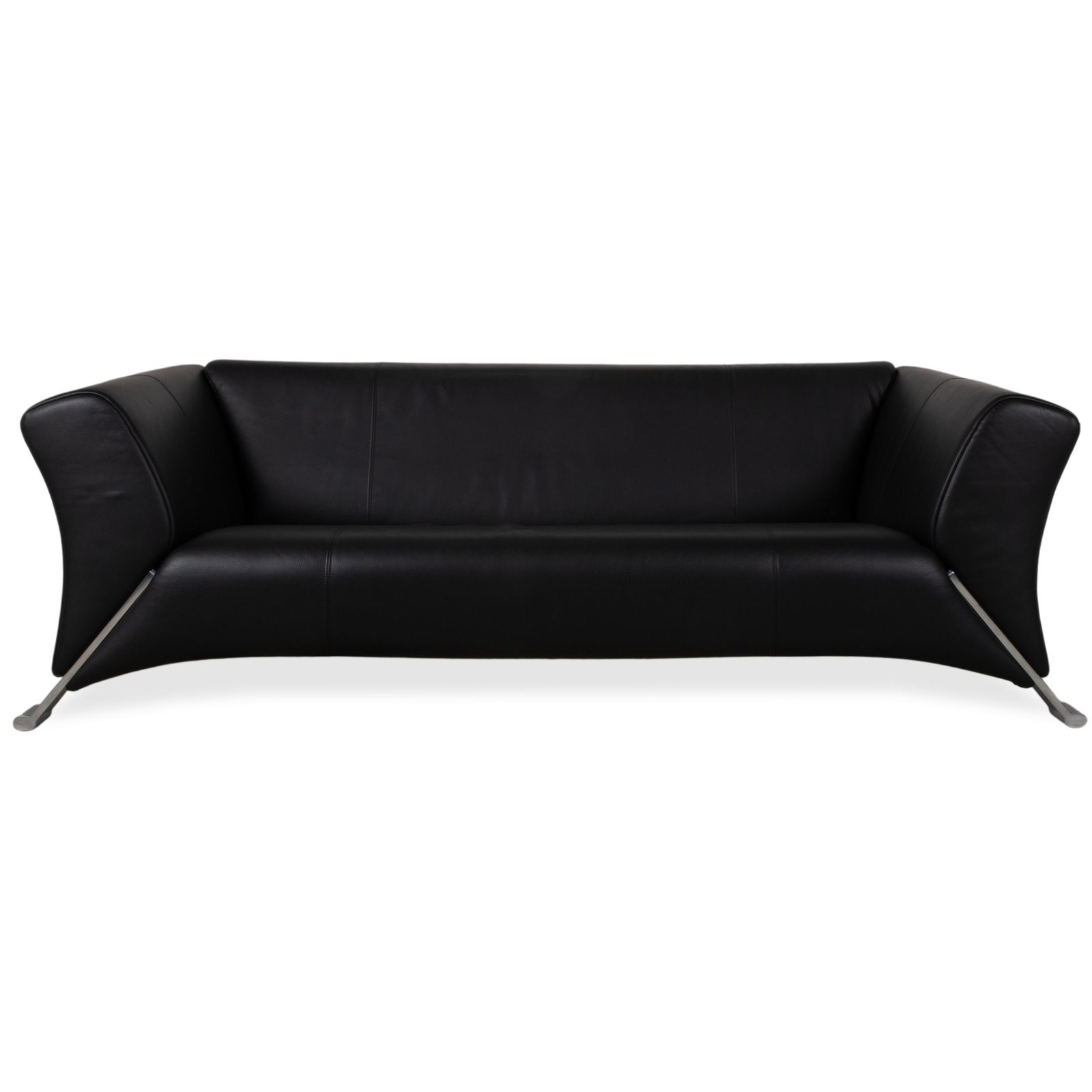 Rolf Benz 322 Leather Three Seater Black Sofa