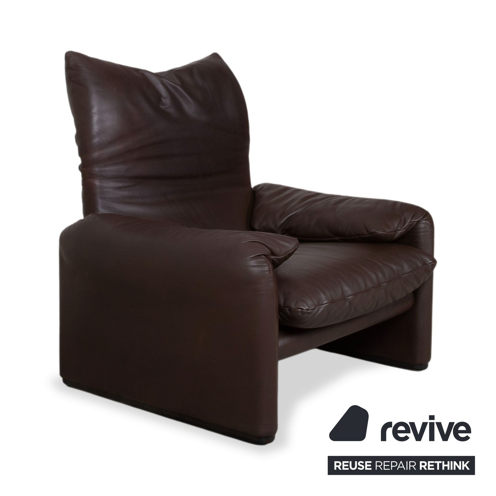 Fauteuil Cassina Maralunga en cuir brun espresso, fonction manuelle photo Mobilier