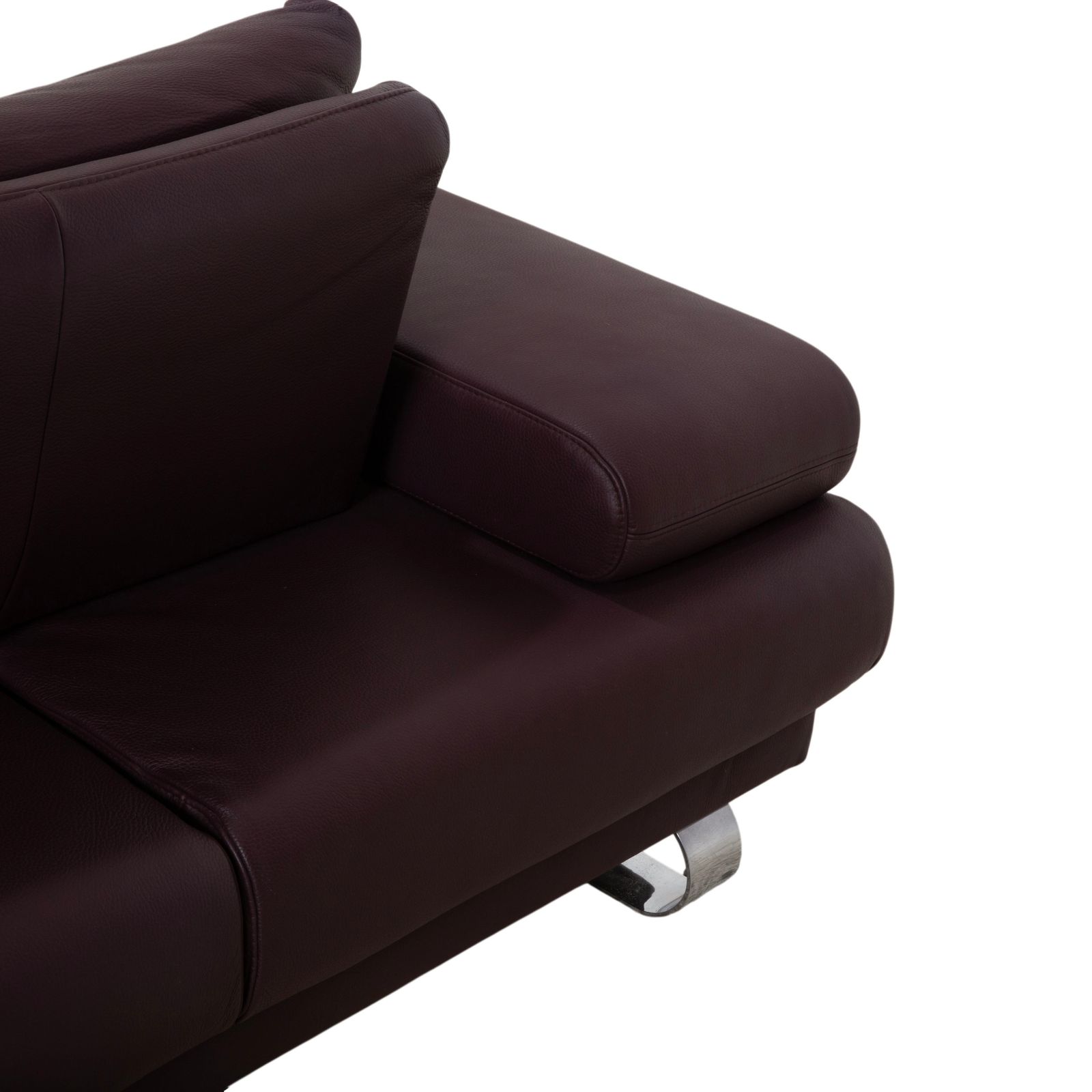Canapé d'angle Ewald Schillig Harry en cuir et chrome, bordeaux aubergine, fonction manuelle photo vintage