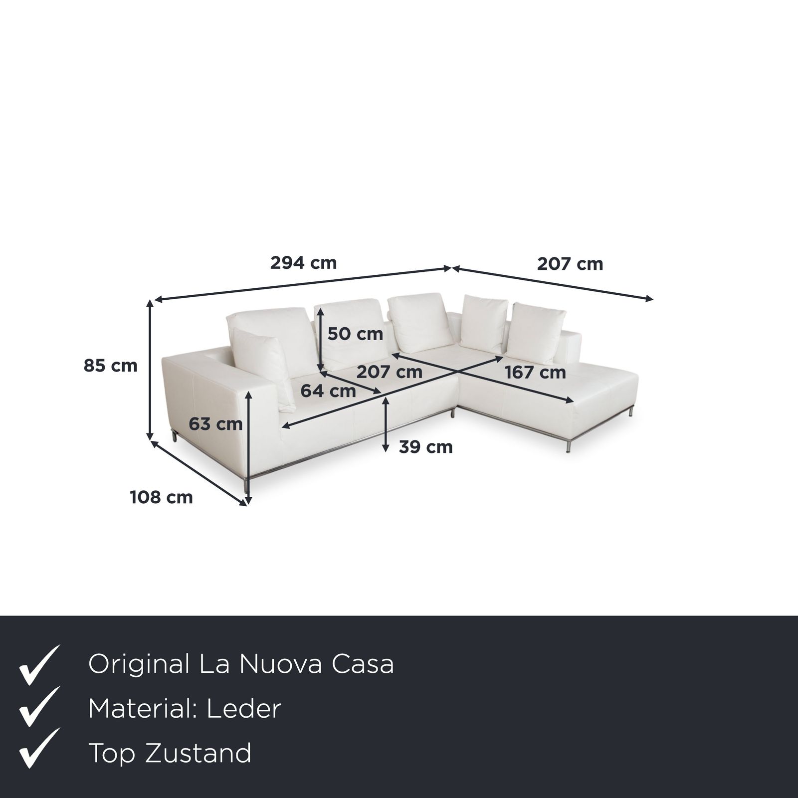La Nuova Casa Granada Leather Corner Sofa Cream White photo furniture
