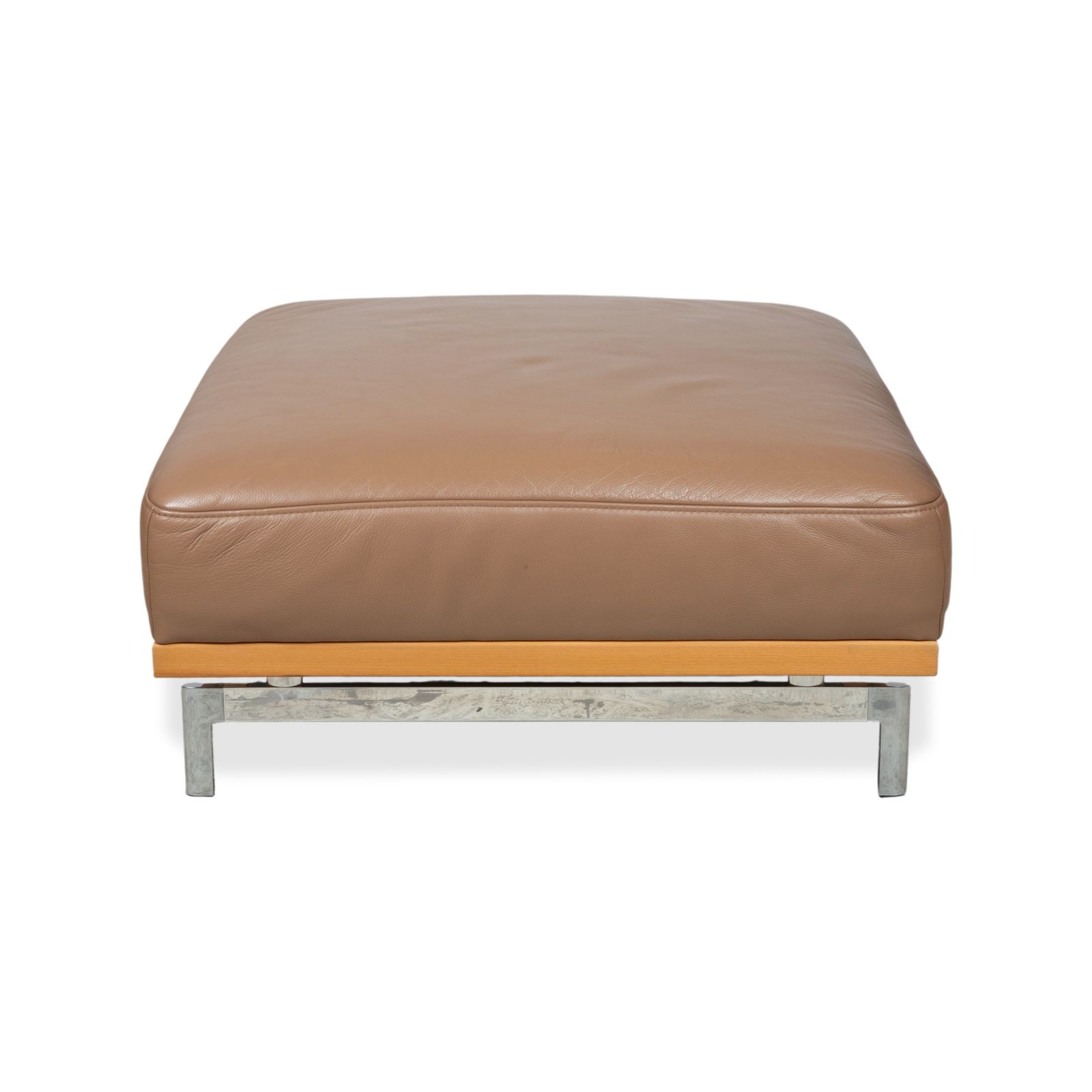 Tabouret Joop 24/7 en cuir et bois, pieds en chrome, caramel photo vintage