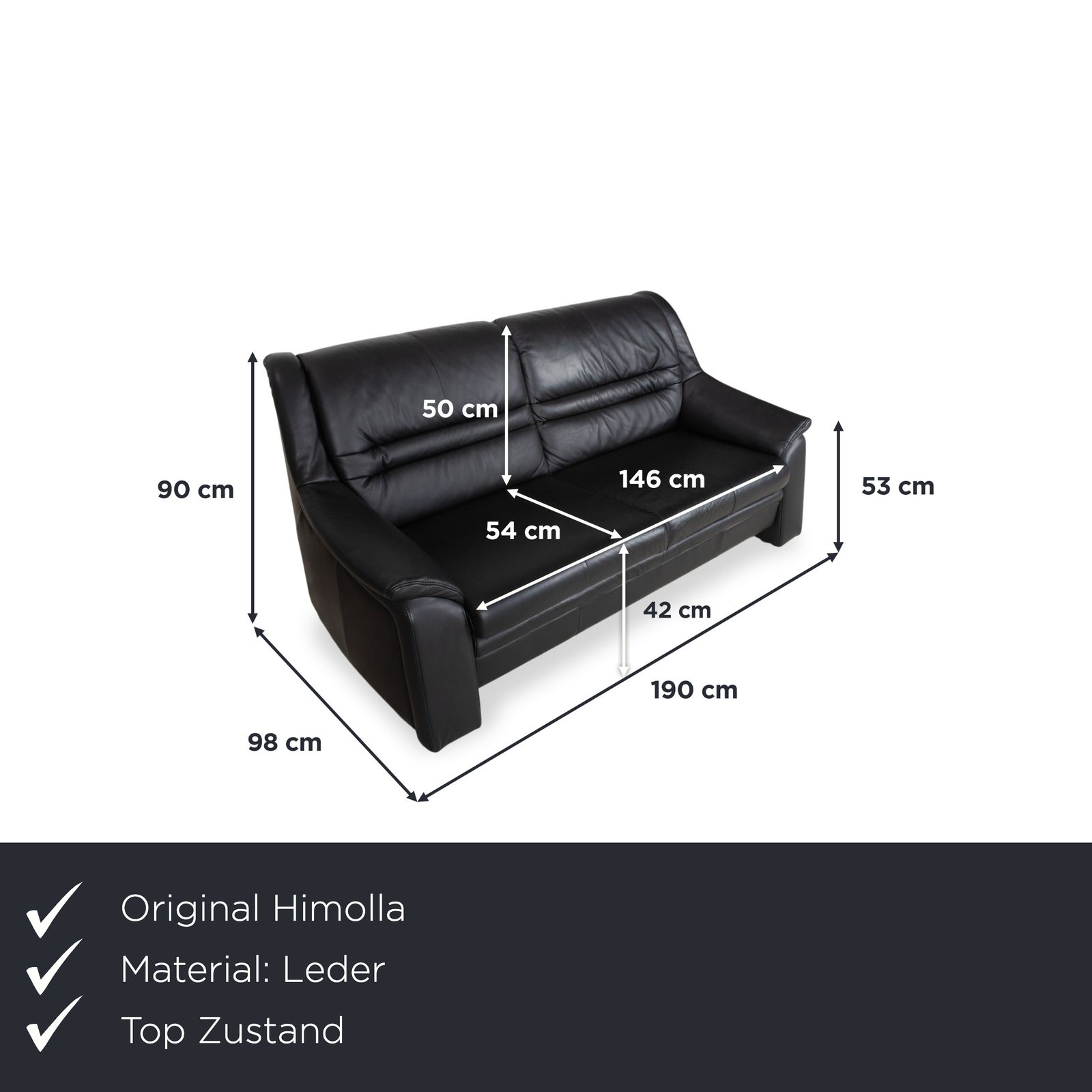 Canapé 2 places Himolla Sleepoly en cuir noir photo furniture