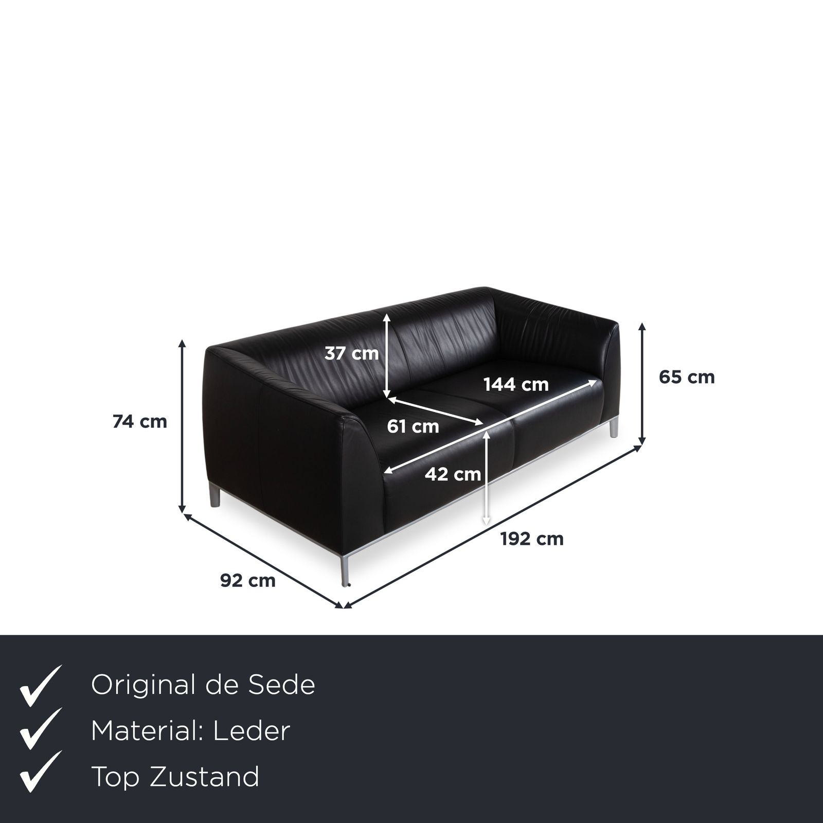 De Sede Ds 276 Leather Two Seater Black Sofa photo furniture