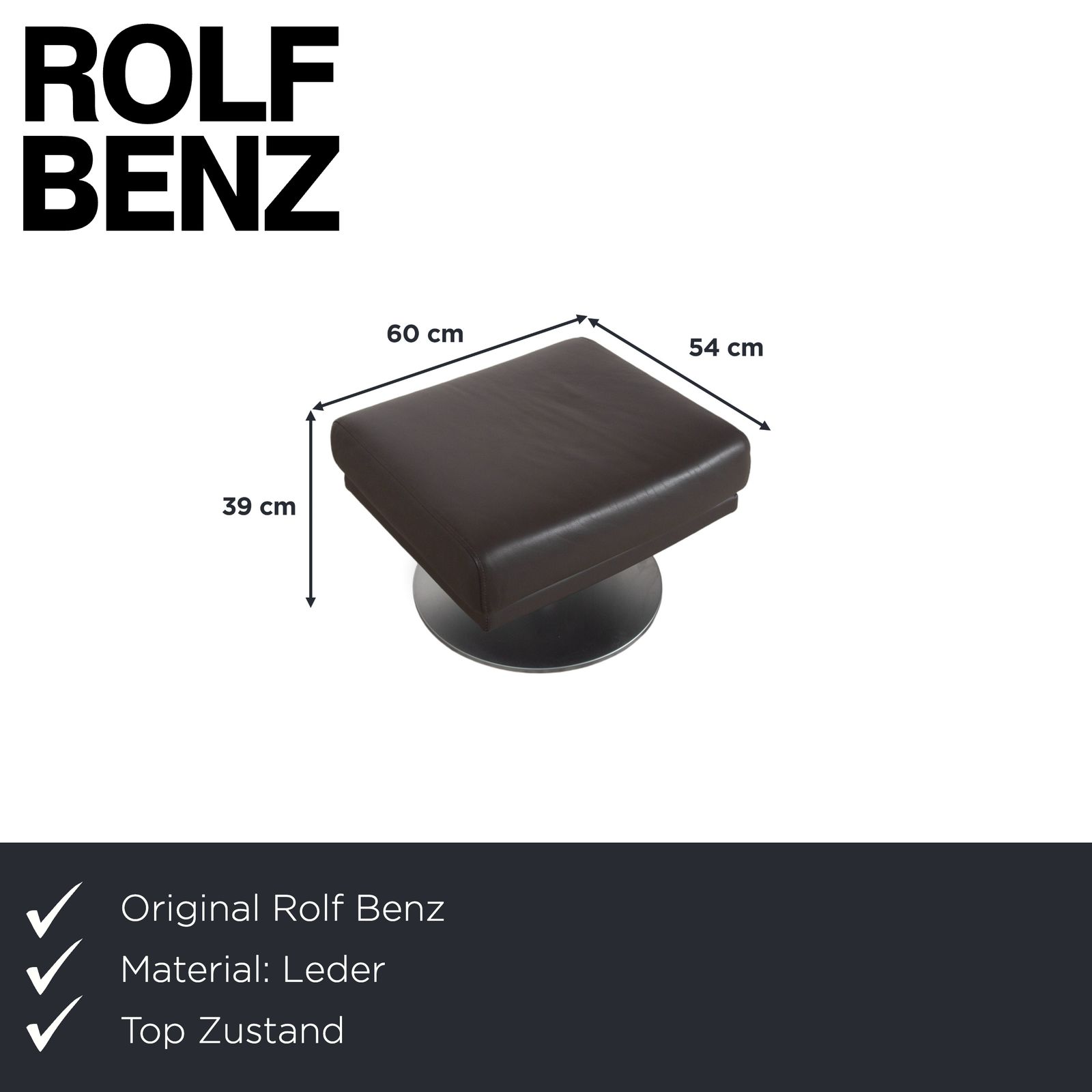 Rolf Benz Leren Metalen Fauteuil Set Zwart Antraciet Donkerbruin photo for sale