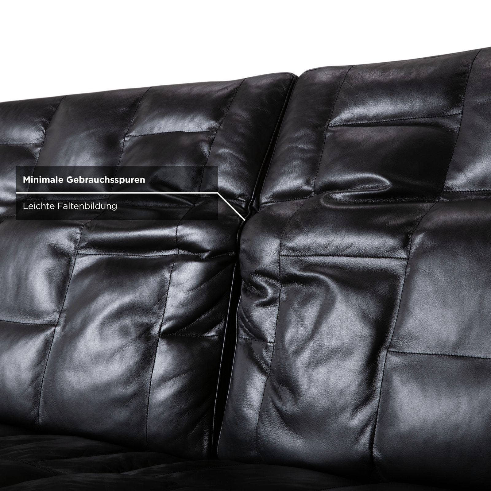 De Sede Leather Three Seater Black Sofa Manual Function photo vintage