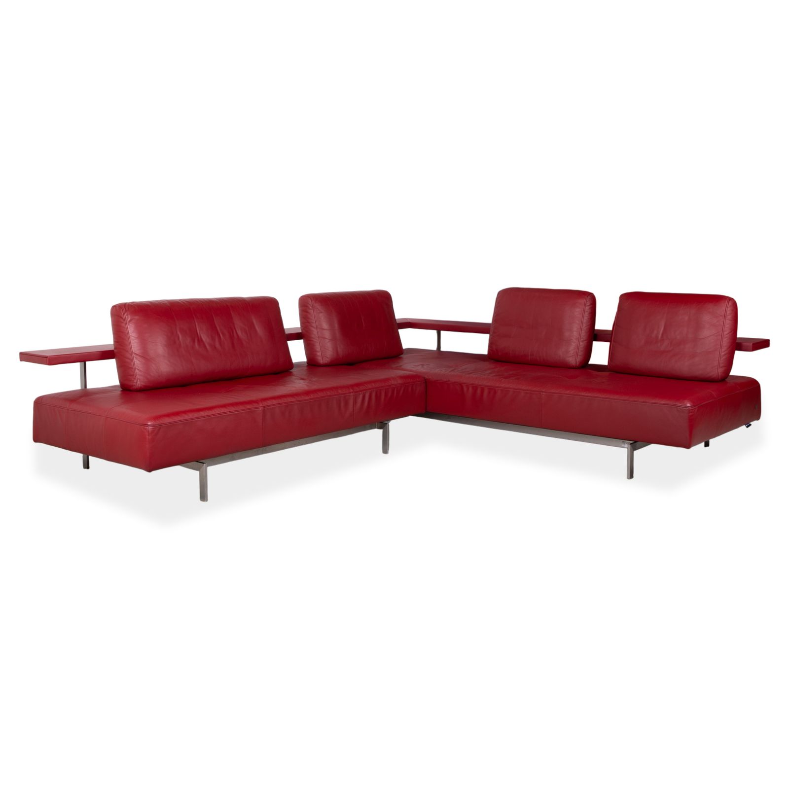 Rolf Benz Dono 6100 Leren Hoekbank met Ottoman, Rood, Manuele Functie photo buy