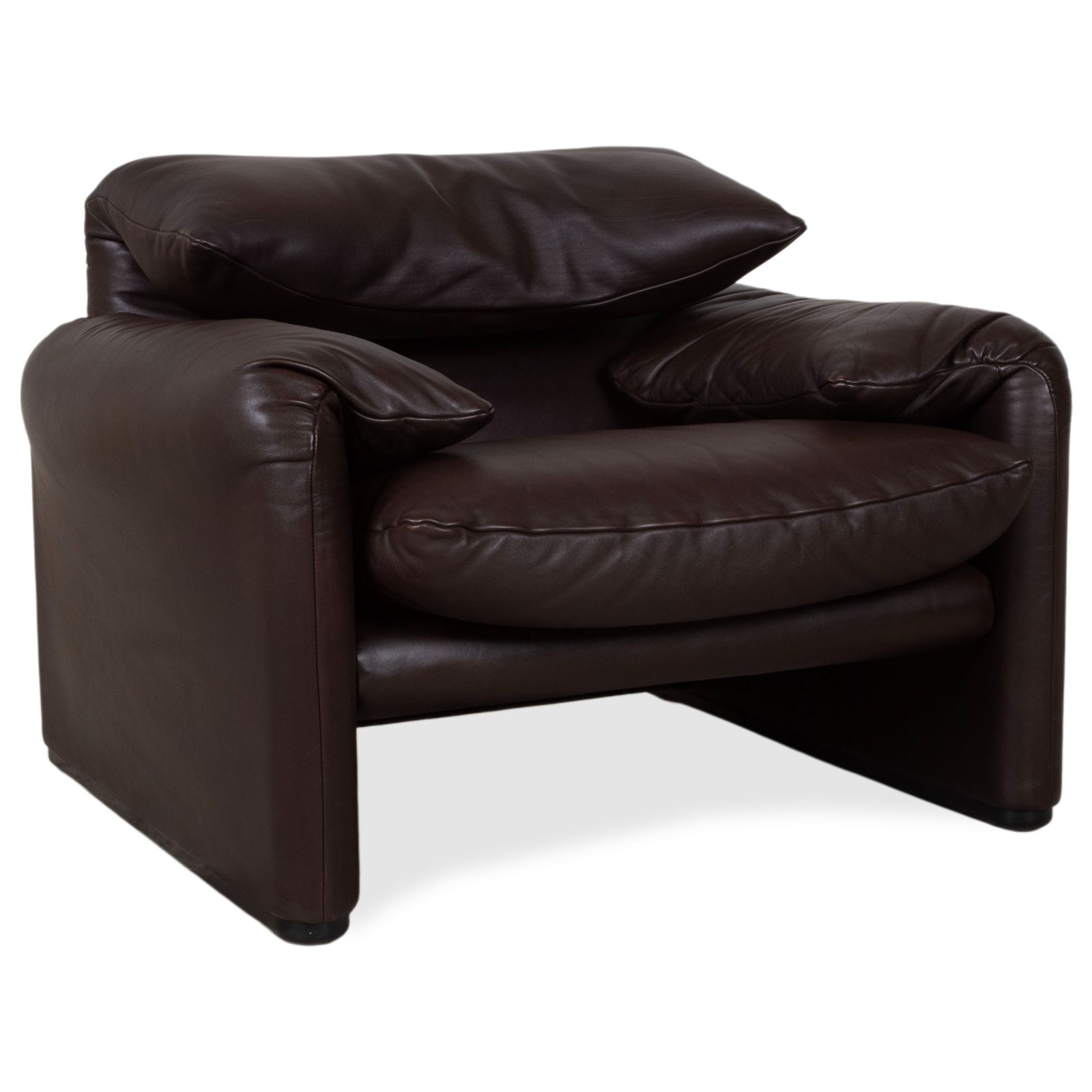 photo for sale Cassina Maralunga Set Leather 2x Armchairs Brown Espresso Manual Function