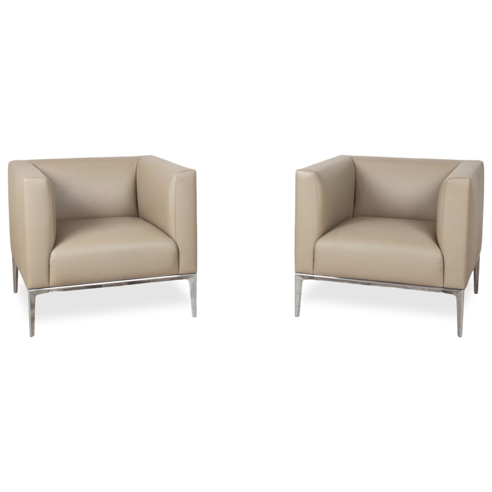 Fauteuils Walter Knoll Jaan en cuir et chrome, crème beige - lot de 2