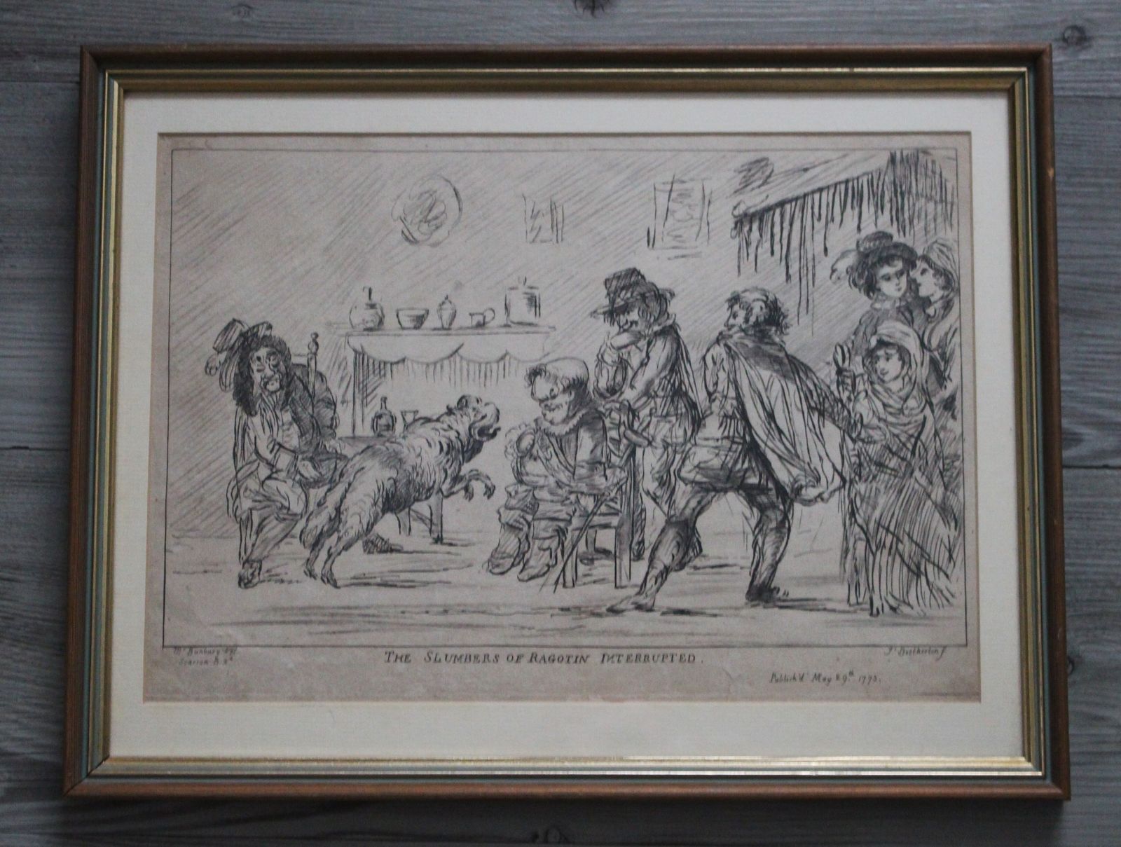 The Slumbers Of Ragotin Interrupted C1773 Ingelijste Ets