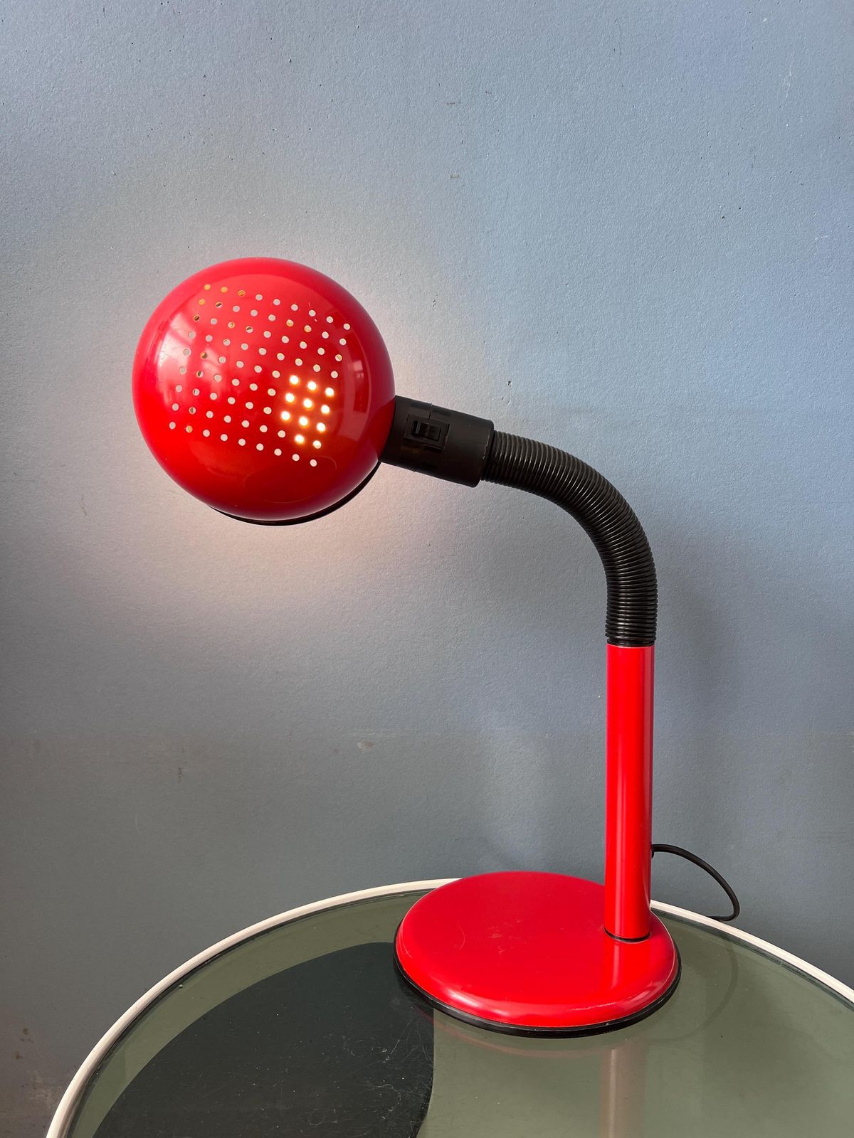 Mid-Century Flexibele Rode Space Age Tafellamp photo Verlichting