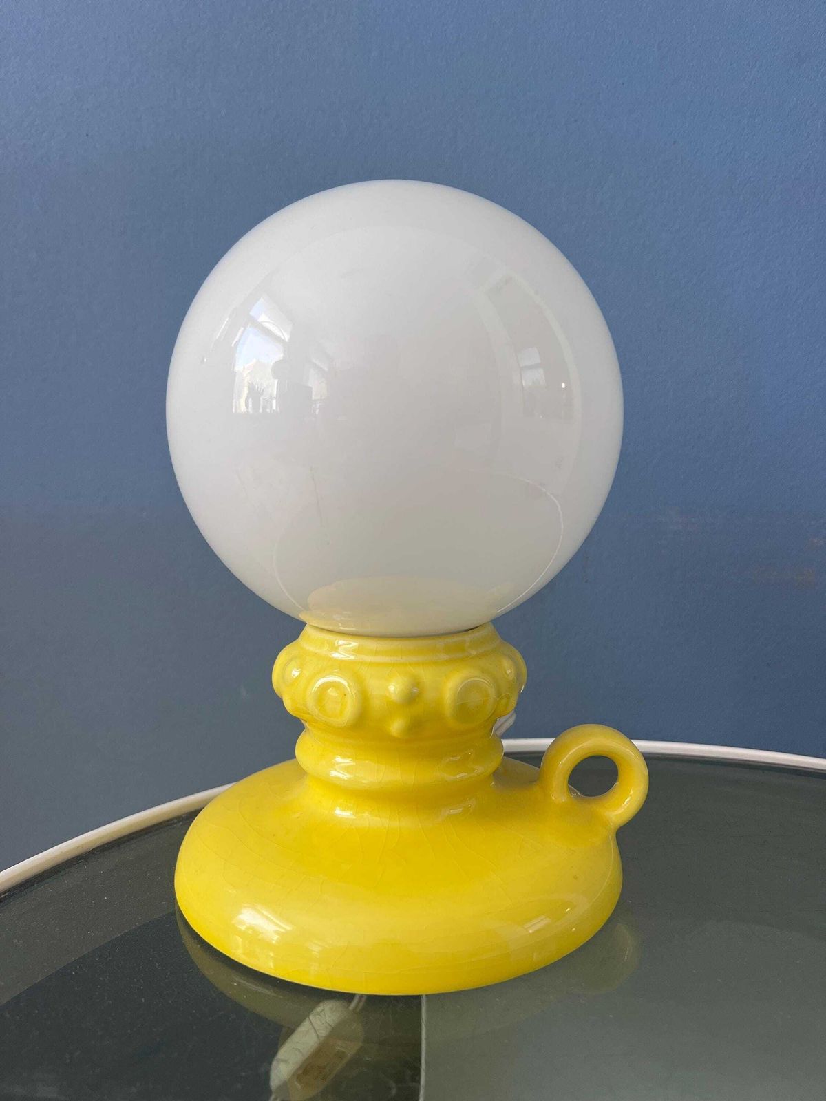 Yellow West Germany Ceramic Table Lamp With Glass Shade photo buy