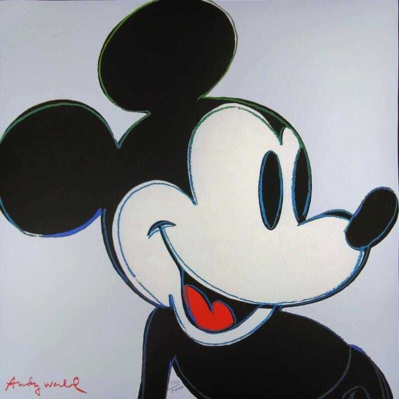 1980s Andy Warhol "Mickey Mouse" Classic Edition - Genummerde Lithografie in Beperkte Oplage, Genummerd in Potlood door Cmoa. °°°°Ddp-verzending naar het Verenigd Koninkrijk, inclusief invoerrechten photo furniture