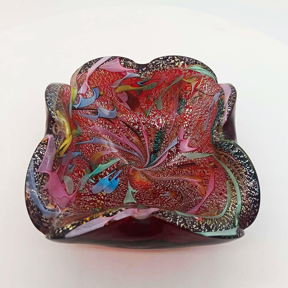 1950s Stunning Ashtray In Murano Glass By Dino Martens   Tutti Frutti. Made In Italy. 13 Cm. / 5.11 Inches photo 233.0