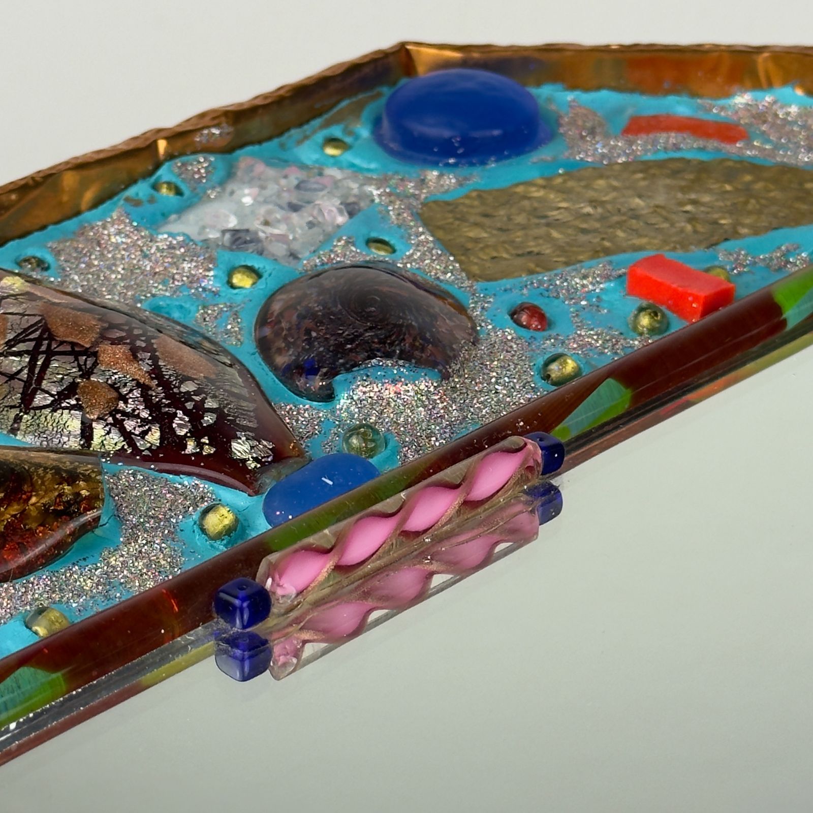 photo vinterior Mid-Century Murano Glasmozaïekspiegel van Zane Luigina "Fantasy Glass", Italië, jaren 1990