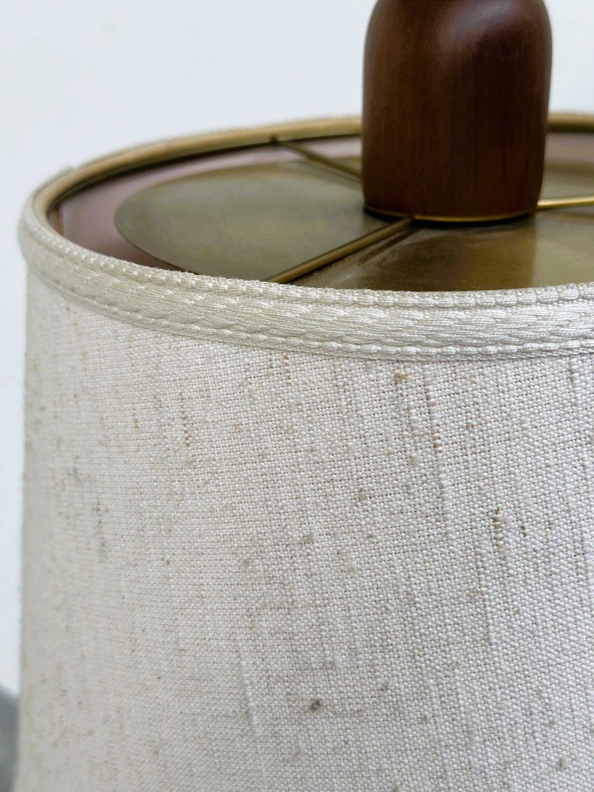 Mid Century Modern Adjustable Teak Arc Floor Lamp With Fabric Shade, 1960s photo Lighting