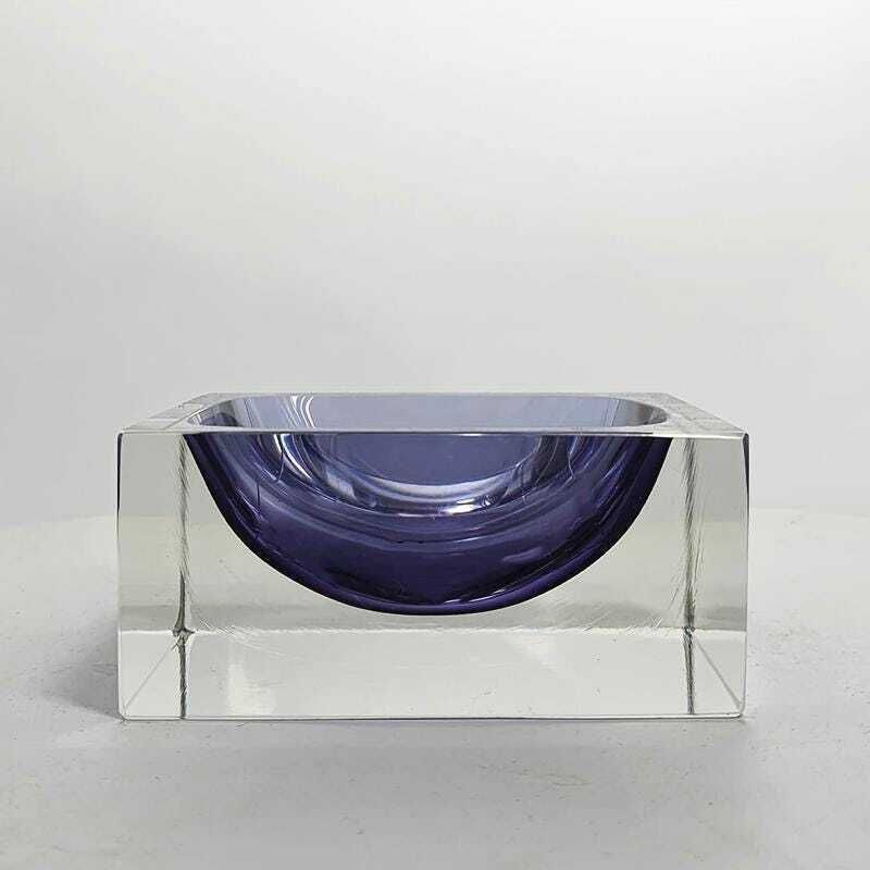 1960s Big Purple Square Ashtray Or Catch All In Murano Glass By Flavio Poli For Seguso. Made In Italy photo for sale