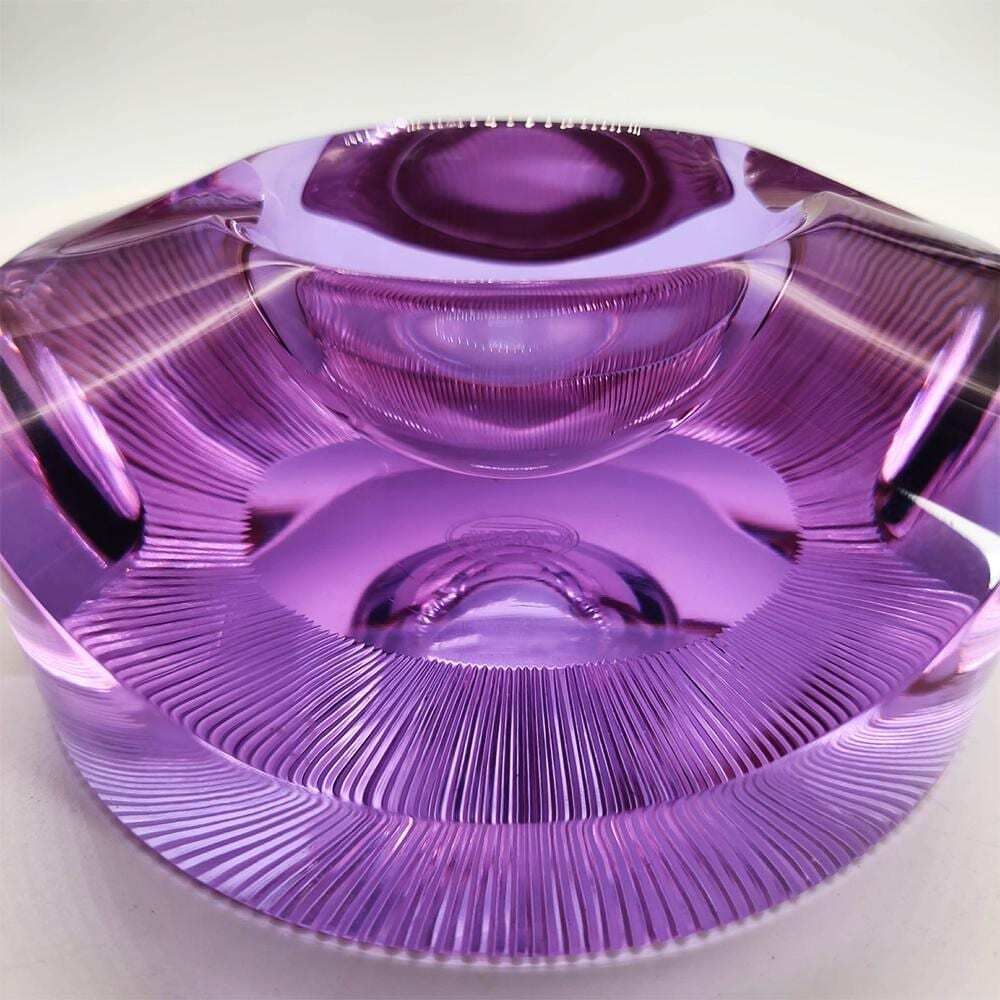 1960s Rare Design Purple Ashtray In Moser Crystal. Made In Czech Republic   15 Cm. / 5.90 Inches photo Home Decor