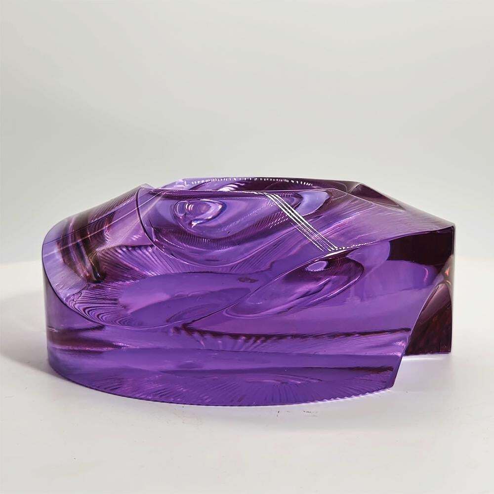 1960s Rare Design Purple Ashtray In Moser Crystal. Made In Czech Republic   15 Cm. / 5.90 Inches photo buy