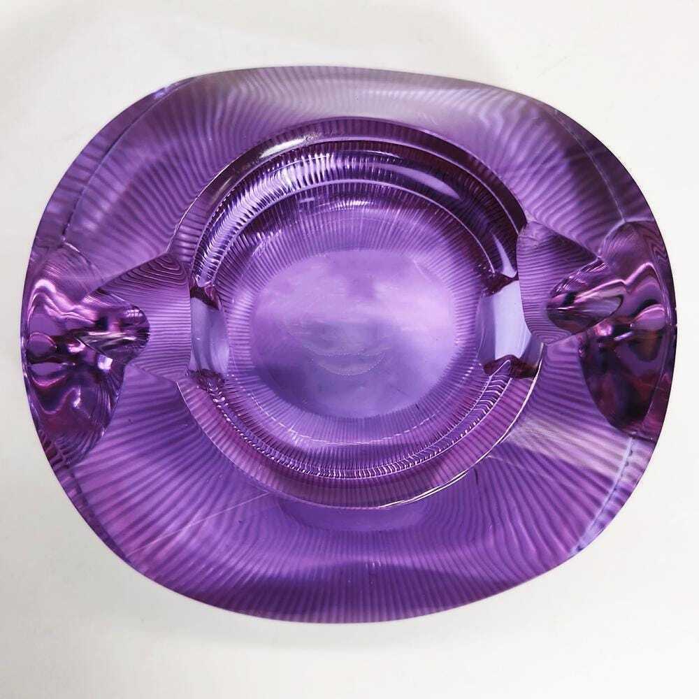photo furniture 1960s Rare Design Purple Ashtray In Moser Crystal. Made In Czech Republic   15 Cm. / 5.90 Inches
