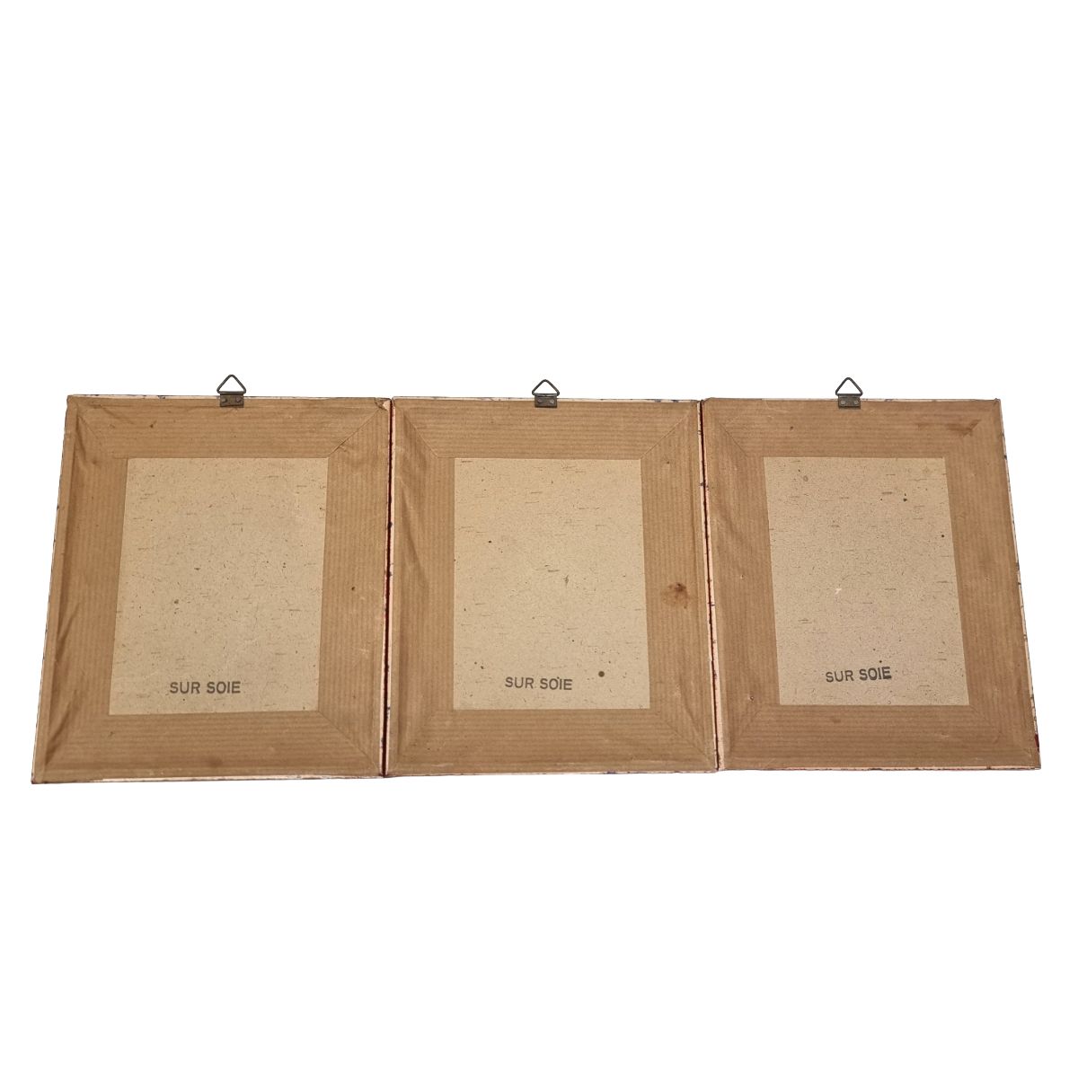 Ensemble de 3 estampes chinoises de papillons sur soie - vers 1950-1970 photo 125.0