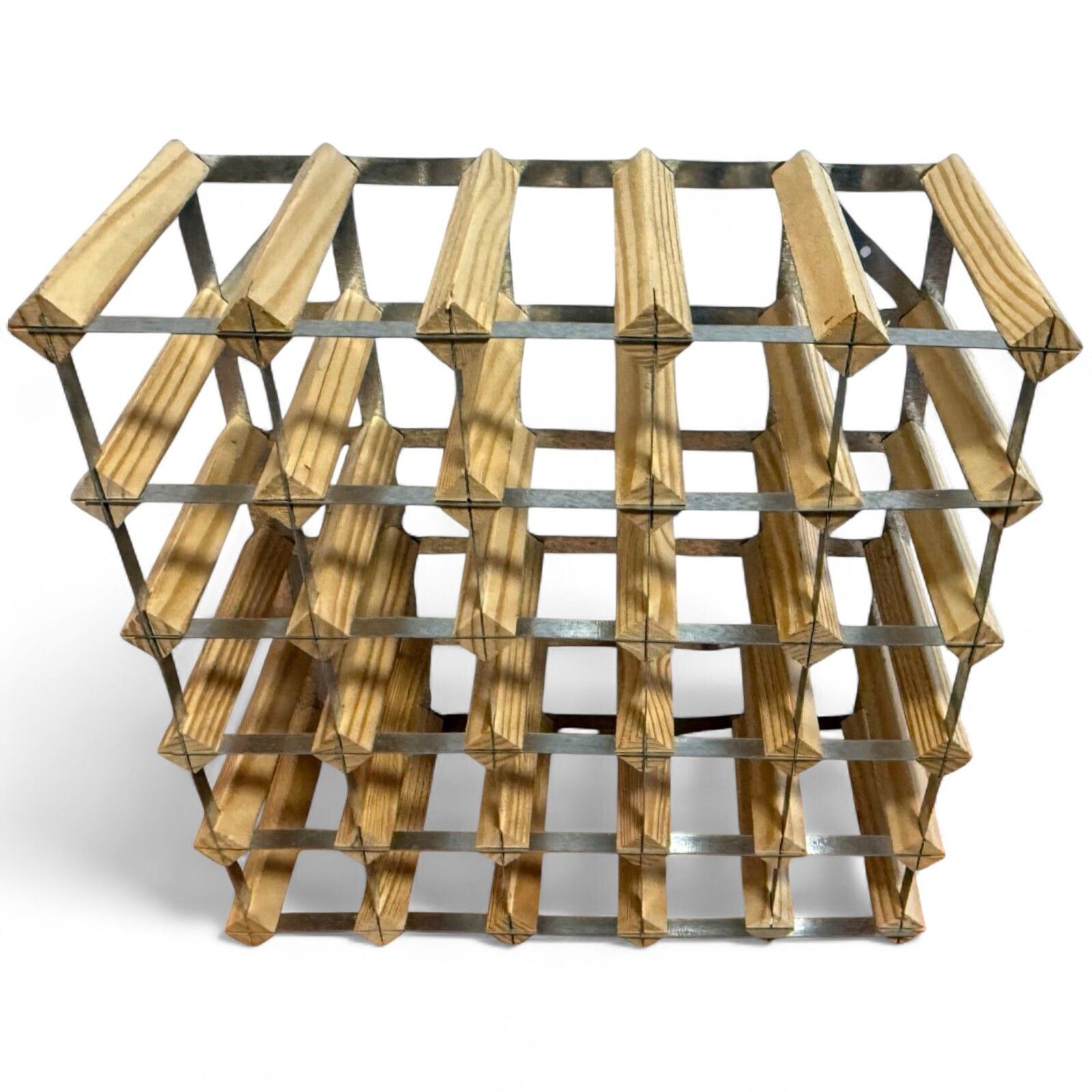 Vintage Wood And Metal 30 Bottle Wine Rack photo Furniture