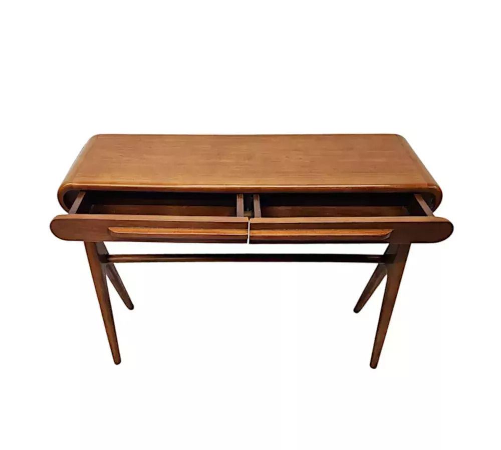 A Stunning Walnut Mid Century Danish Style Console Or Side Table photo 1206.3757