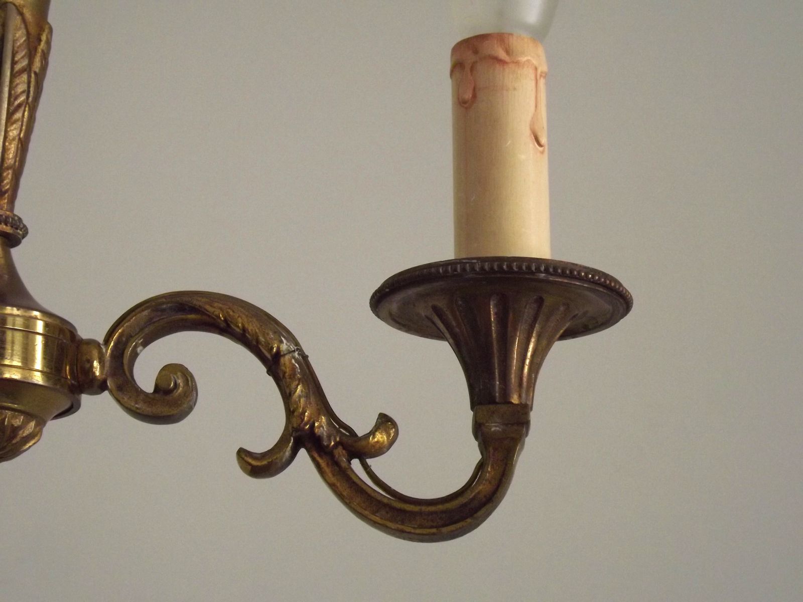 photo for sale Petite French Antique 3 Light Quality Bronze Chandelier