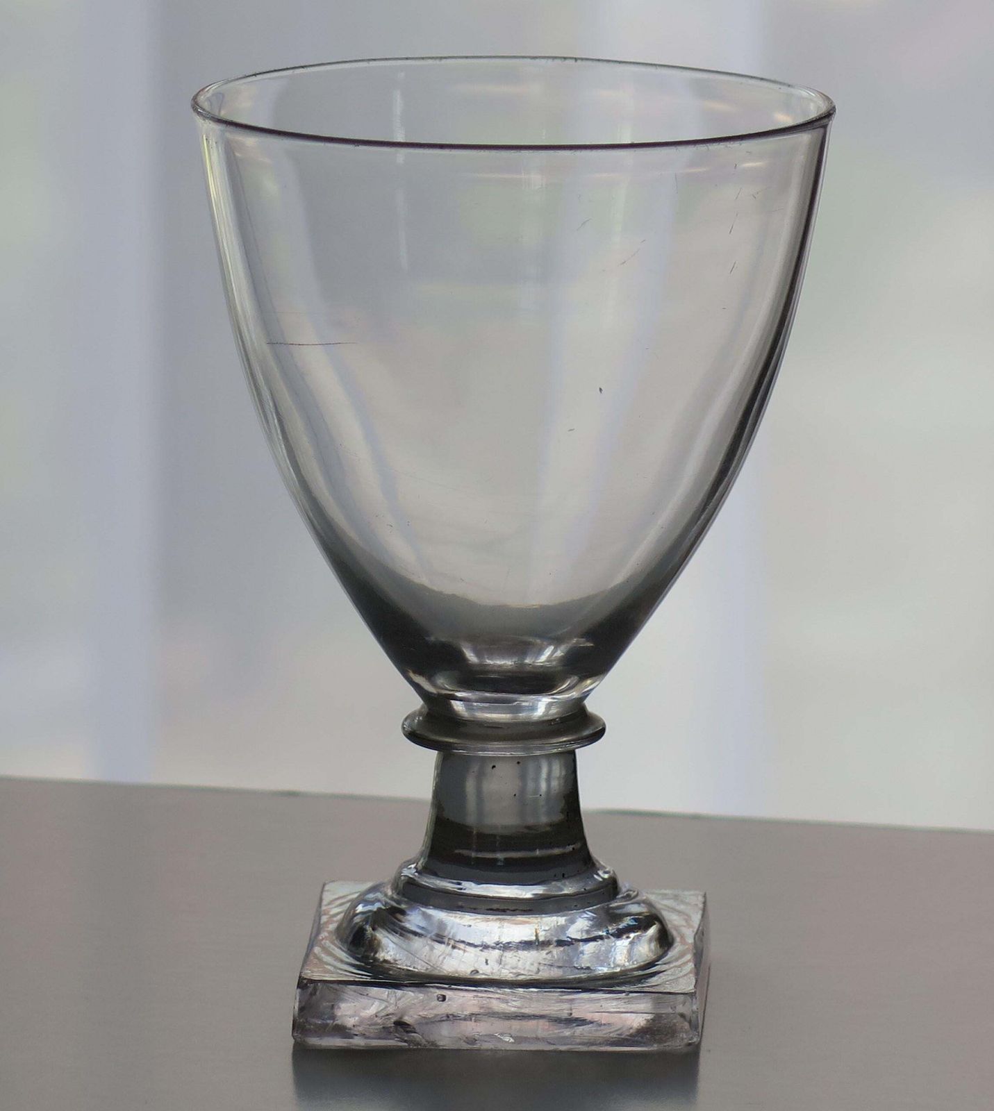 Georgian Rummer Drinking Glass, Hand Blown Lead Glass, Square Foot, 1790. photo furniture