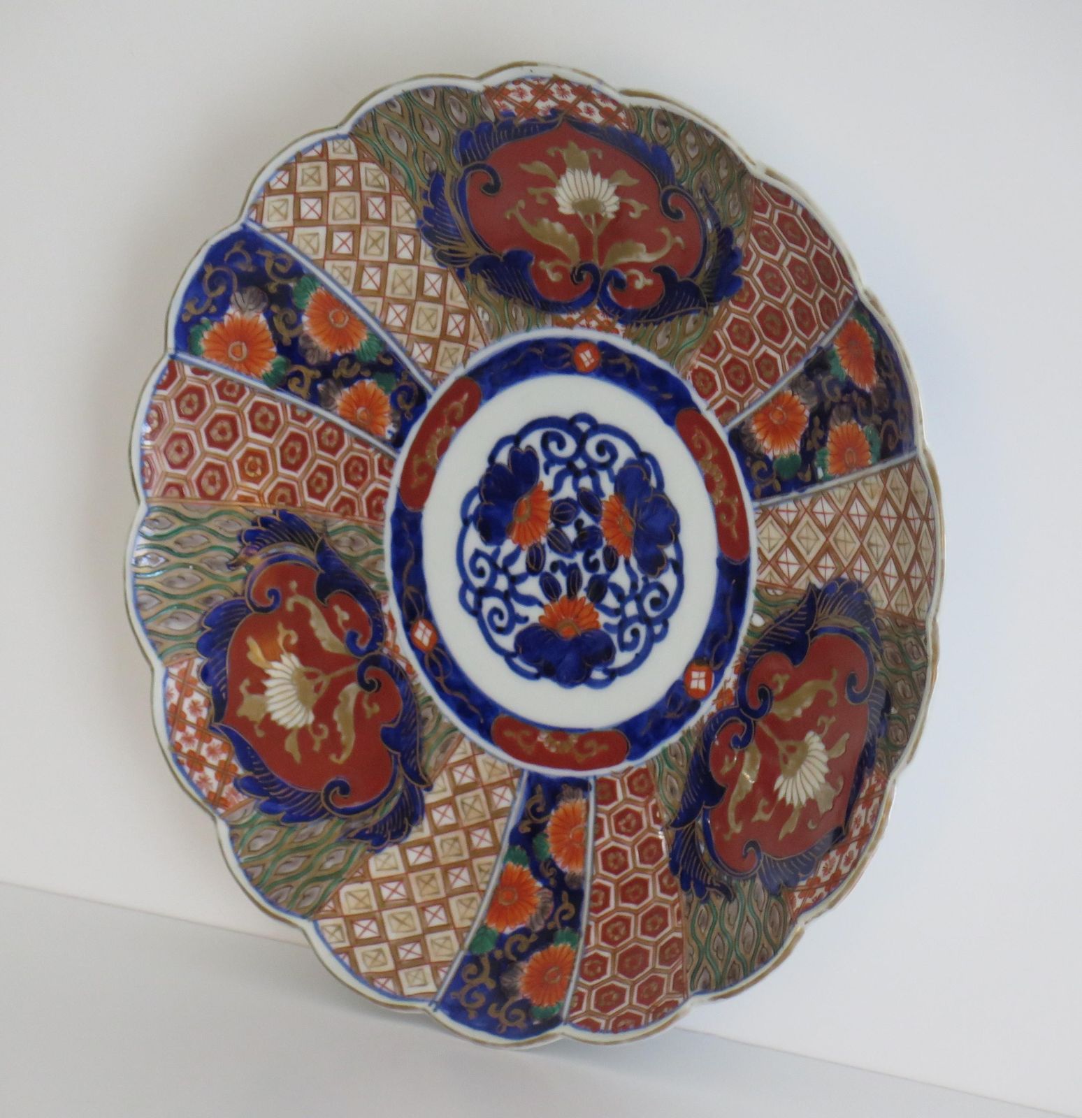photo for sale Hand Painted Charger Plate, Porcelain, Imari Design, Japanese 19th Century Meiji Period.
