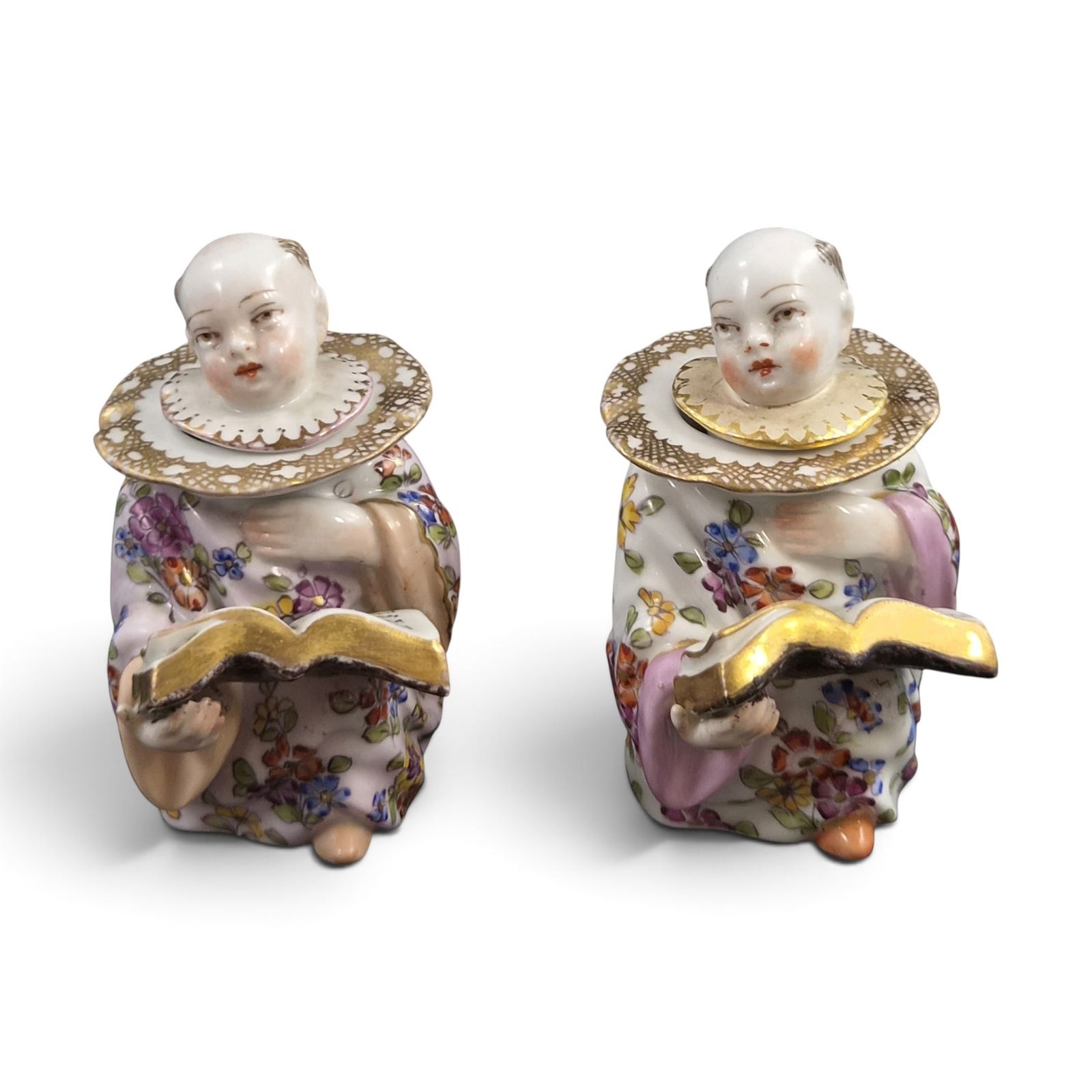 Edmé Samson Porseleinen Chinese Zingende Jongens Inktpotten, Parijs, ca. 1850-1860