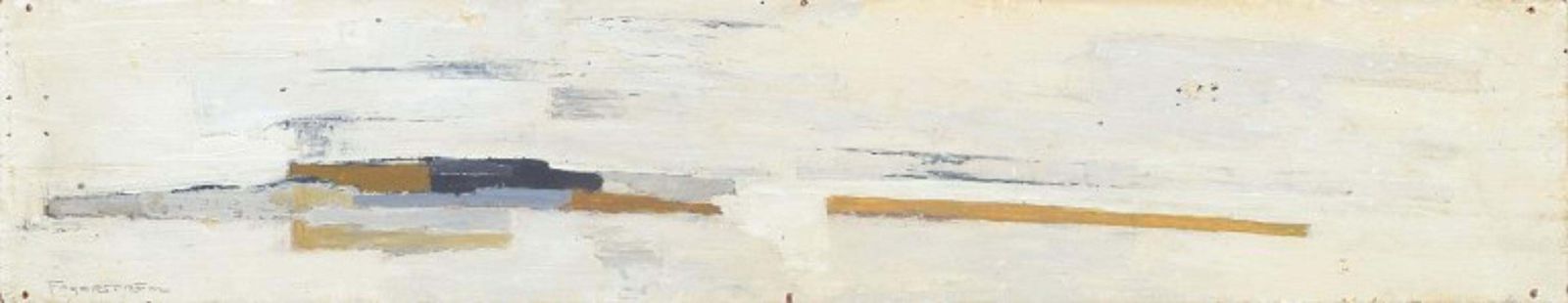 Hans Fagerström. Huile sur panneau. Composition abstraite moderniste, milieu du XXe siècle.