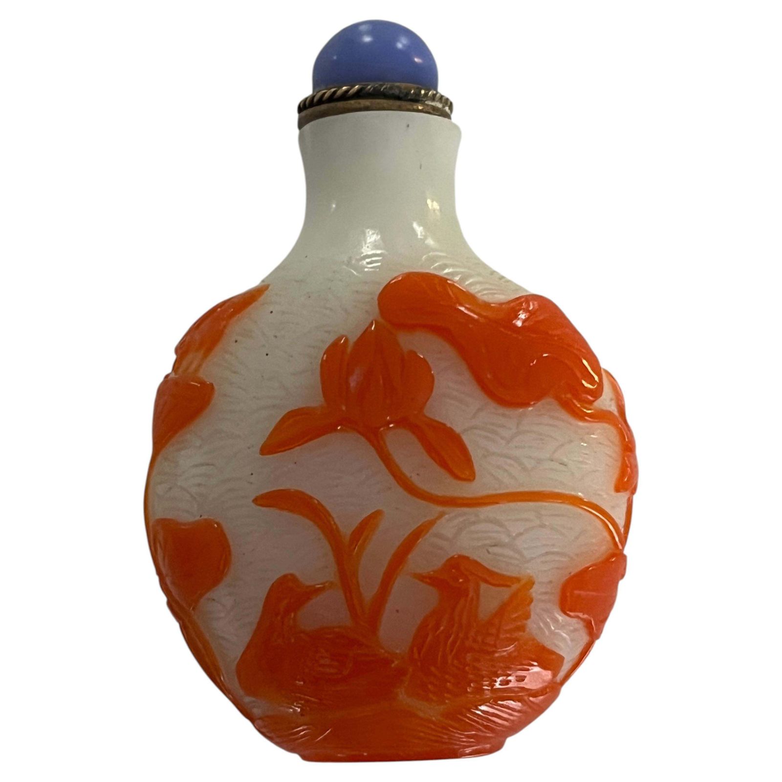 Chinese exporteren snuiffles in overlay cameo glas, fijn gesneden, ca. 1925