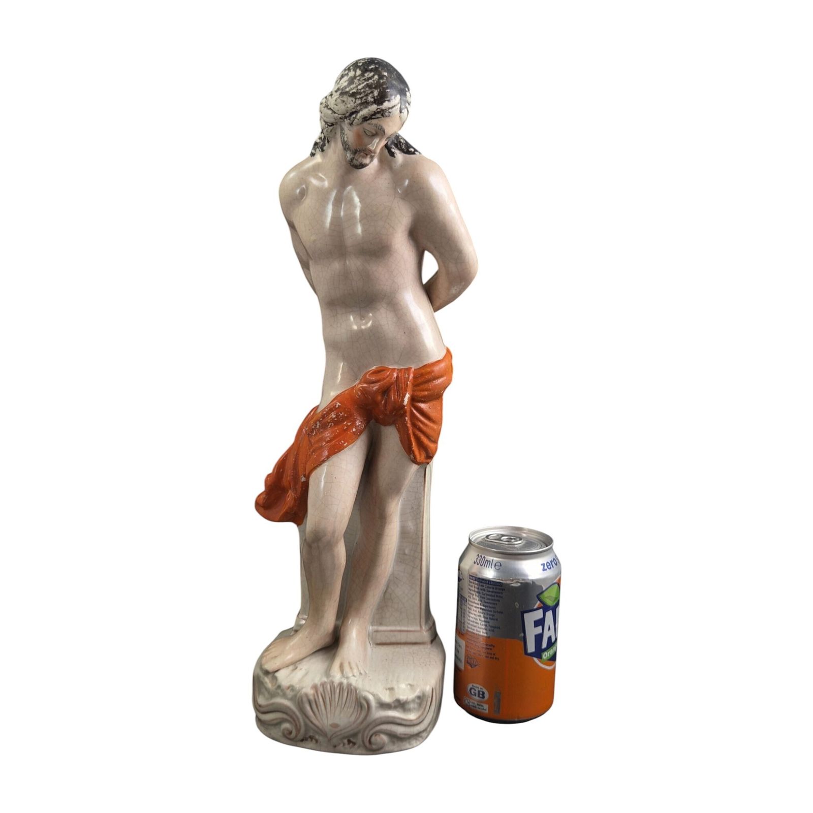 Large Victorian Staffordshire Christ Figure In Earthenware, C.1860 photo for sale
