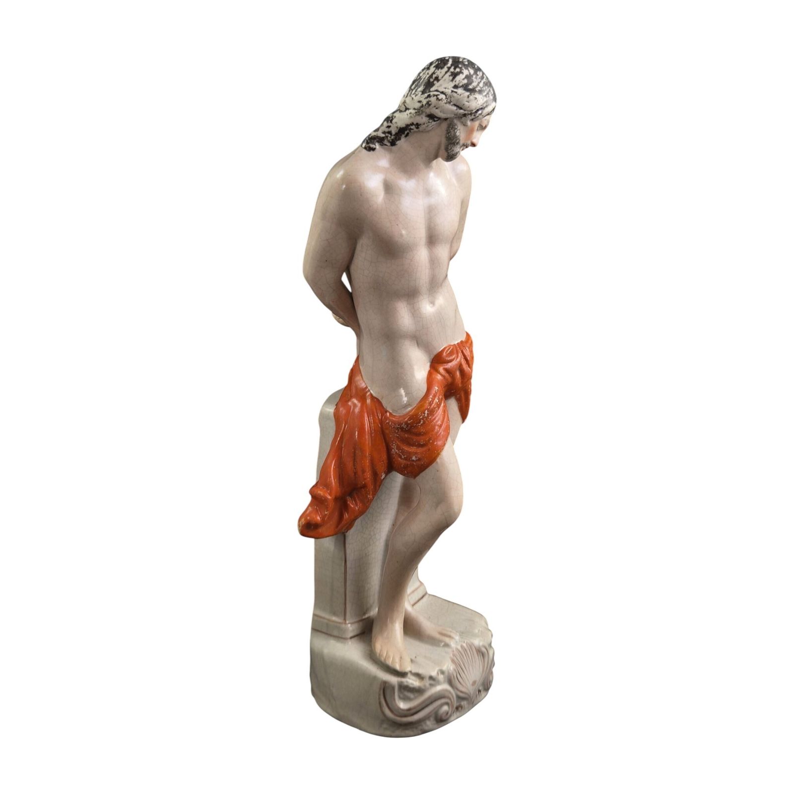 Large Victorian Staffordshire Christ Figure In Earthenware, C.1860 photo vintage