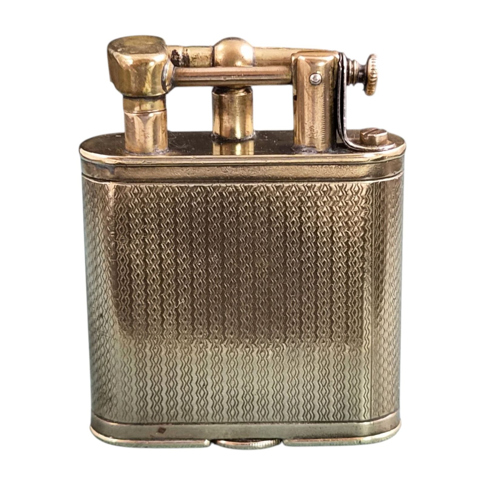 Early Dunhill Unique B Straight Arm Gold Plated Petrol Lighter, ca. 1926-1928 photo for sale