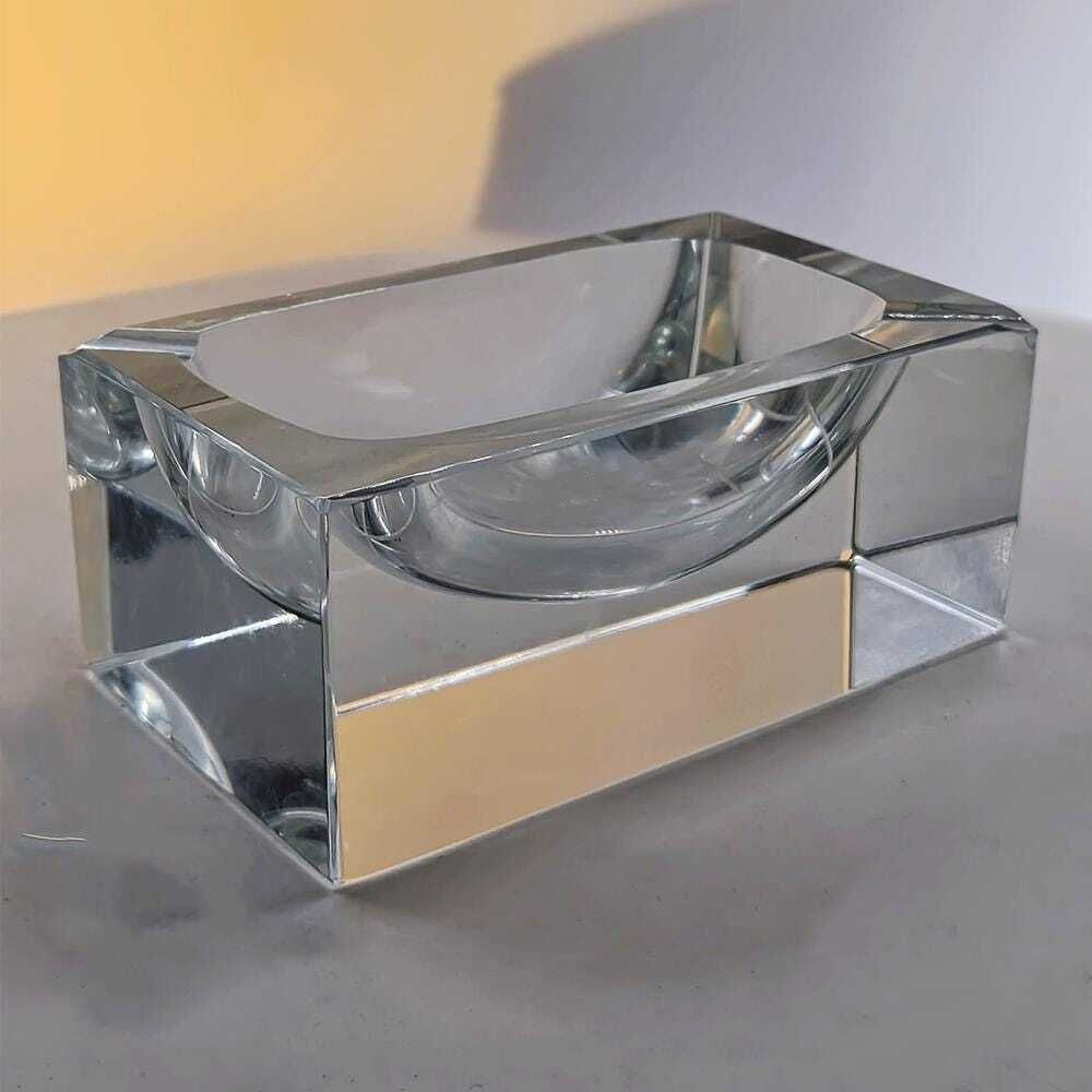 1960s Rectangular Totally Transparent Ashtray Or Catch All In Murano Glass Flavio Poli For Seguso. Made In Italy photo Home Decor