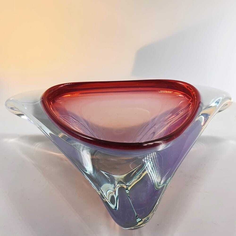 photo for sale 1960s Very Big Ashtray In Murano Glass By Flavio Poli For Seguso. Made In Italy. 26cm. / 10.23 Inches