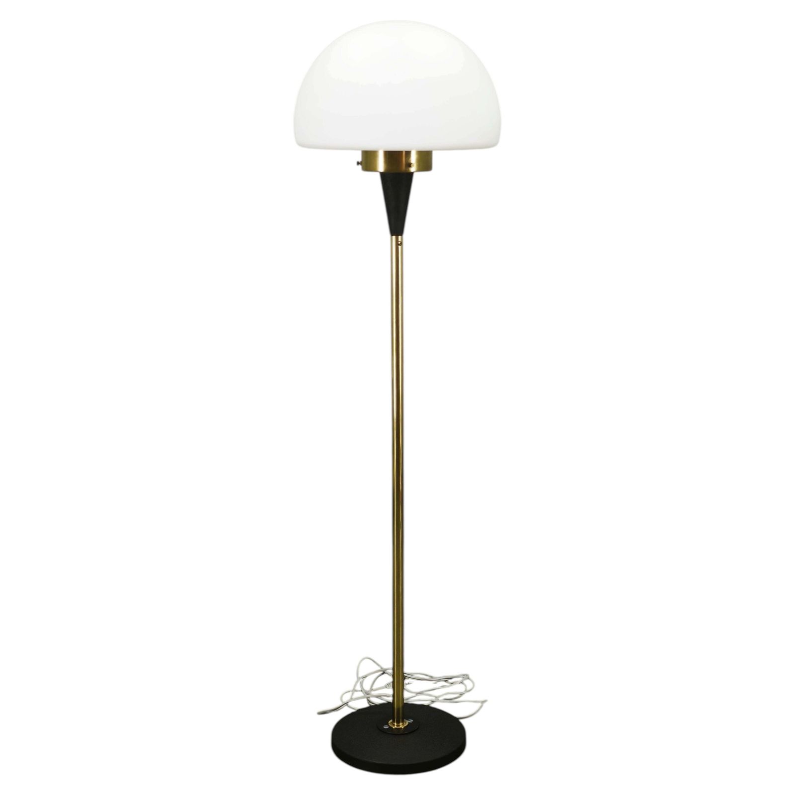 Lidokov Space Age Brass And Opaline Glass Floor Lamp 1960s