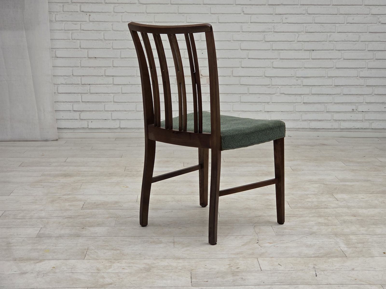 photo for sale 1960s, Set Of 6 Danish Dining Chairs, Furniture Wool, Oak Wood.