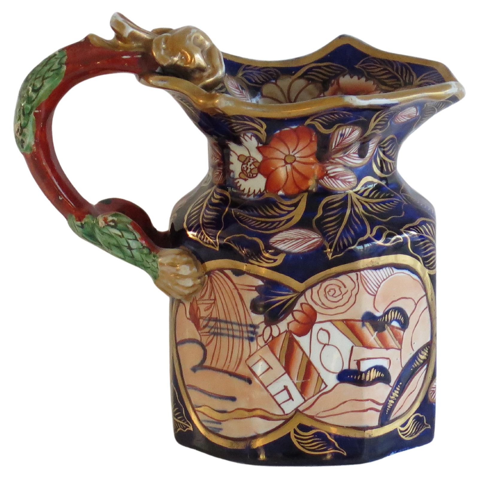 Mason's Ironstone Jug, Octagonale Pitcher, School House Pattern, 1817
