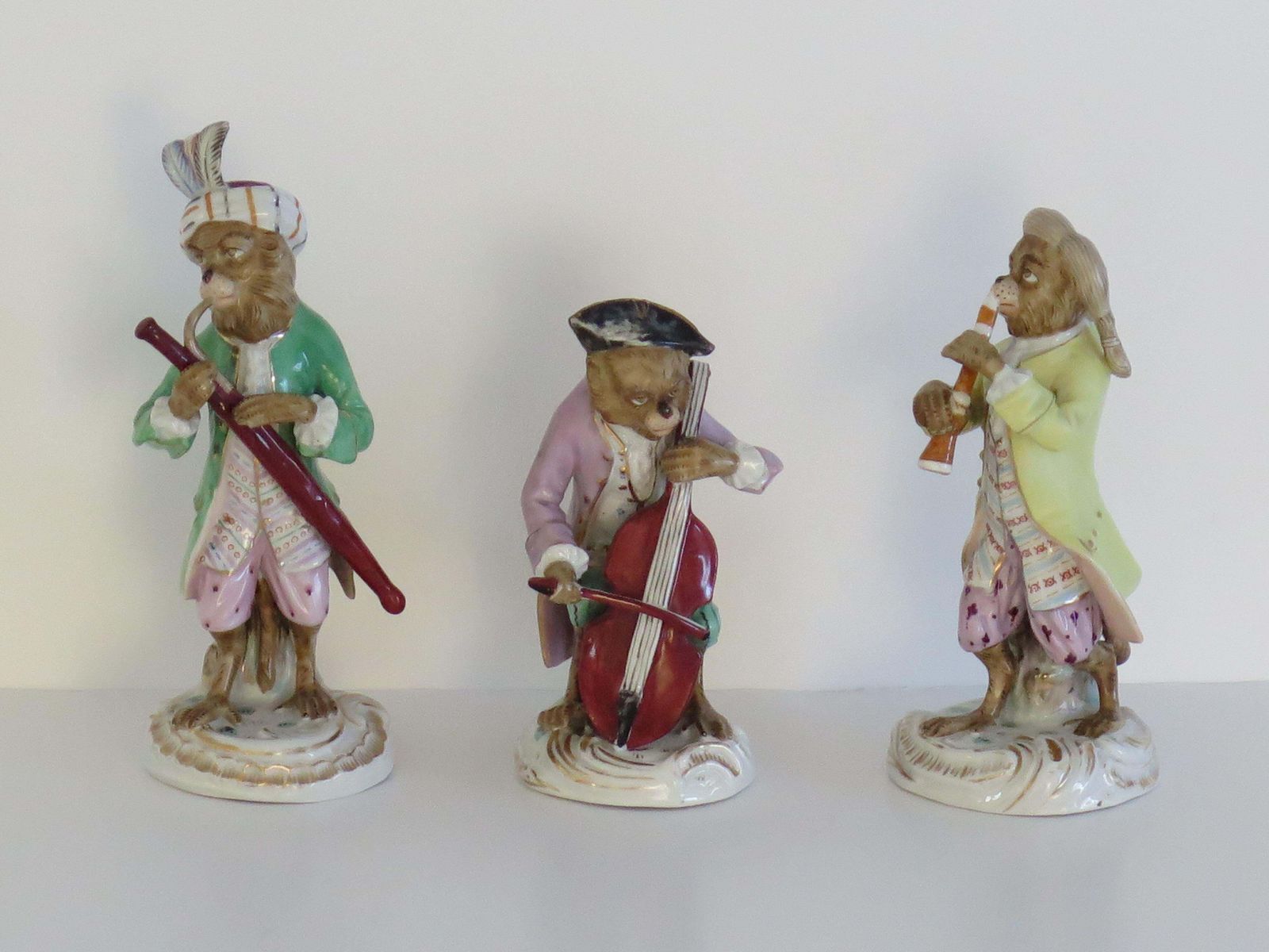Sitzendorf Porcelain Monkey Band Figurines Set, 9 Pieces, ca. 1910 photo buy