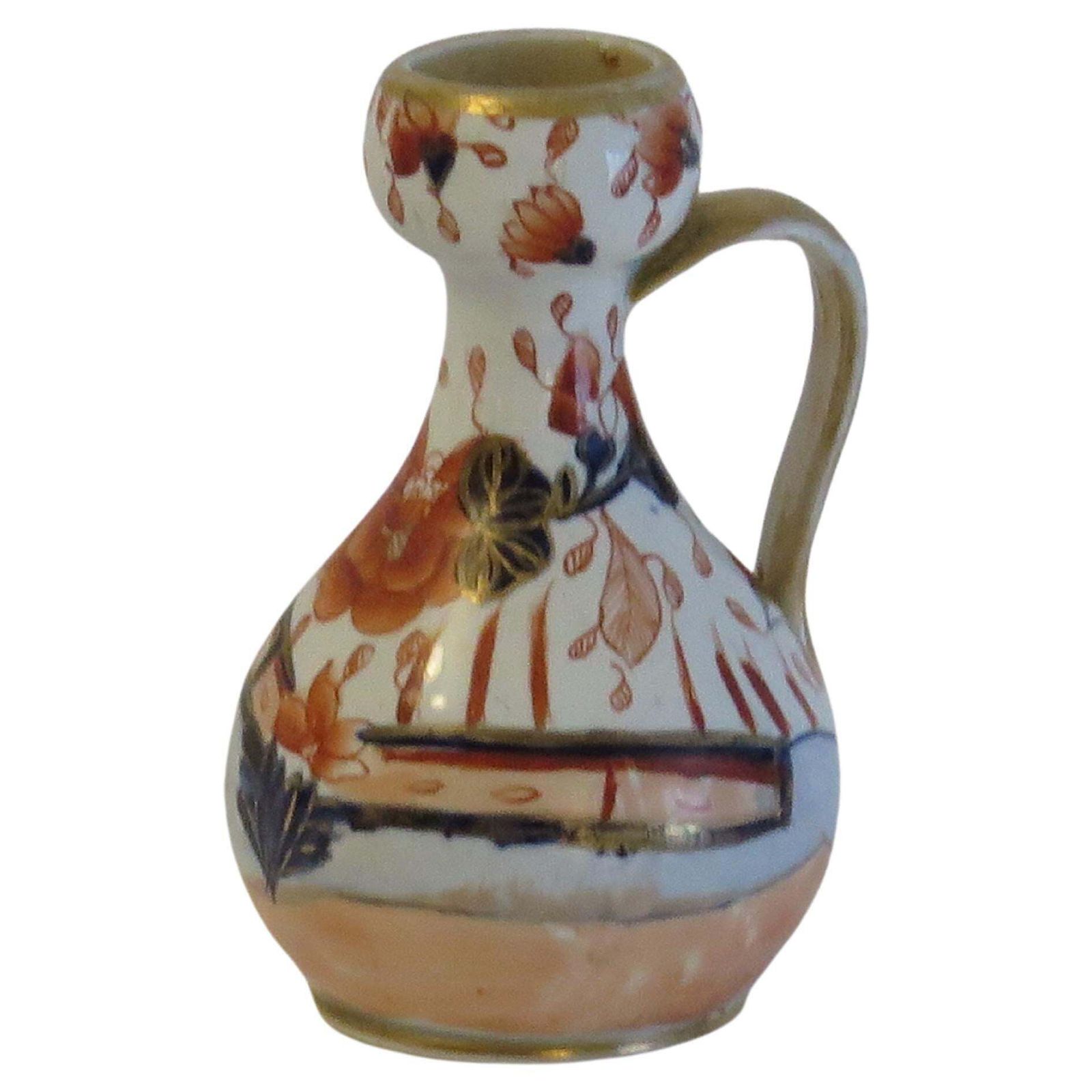 Mason's Ironstone Jug, Rare Shape, Hand Painted Japan Pattern, Circa 1813 1820