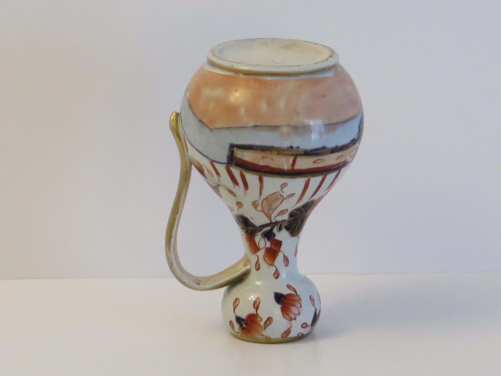270.0 Mason's Ironstone Jug, Rare Shape, Hand Painted Japan Pattern, Circa 1813 1820 photo